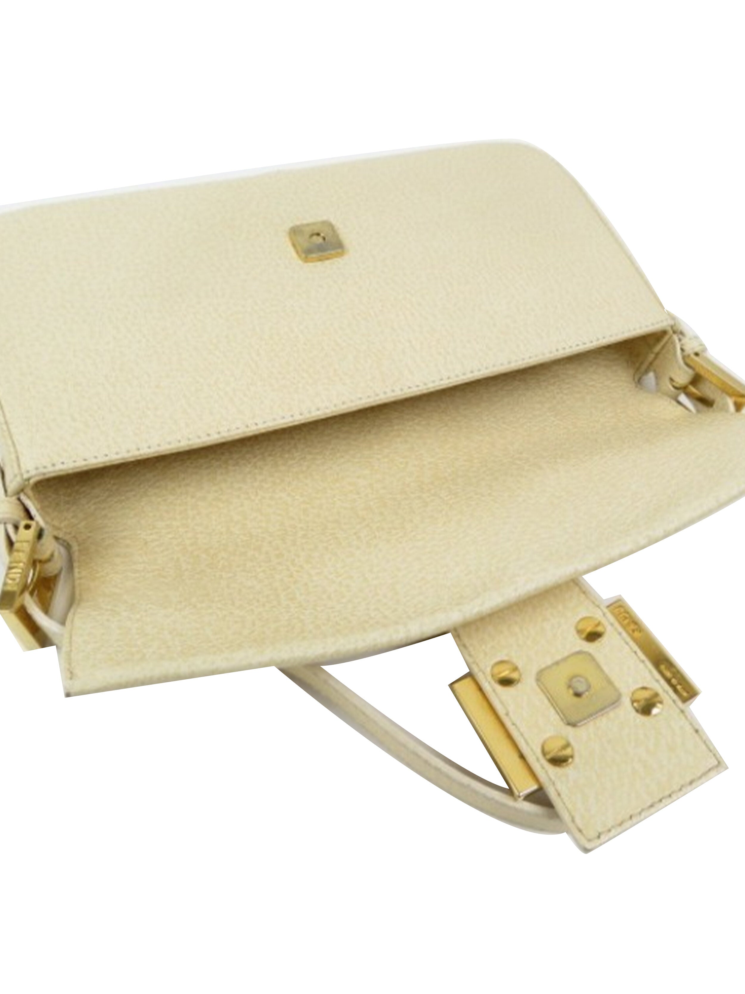 Fendi 2000s Rare Ivory and Pink Leather Baguette