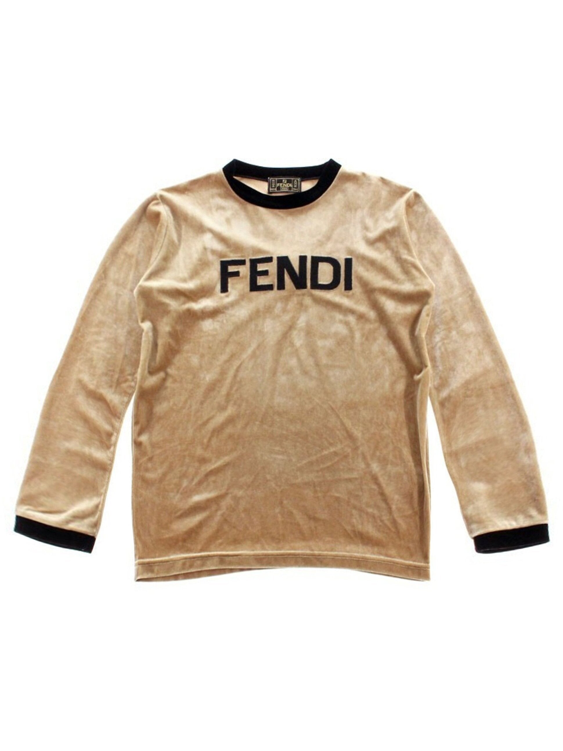 Fendi 2000s Rare Nude Velour Vintage Longsleeve