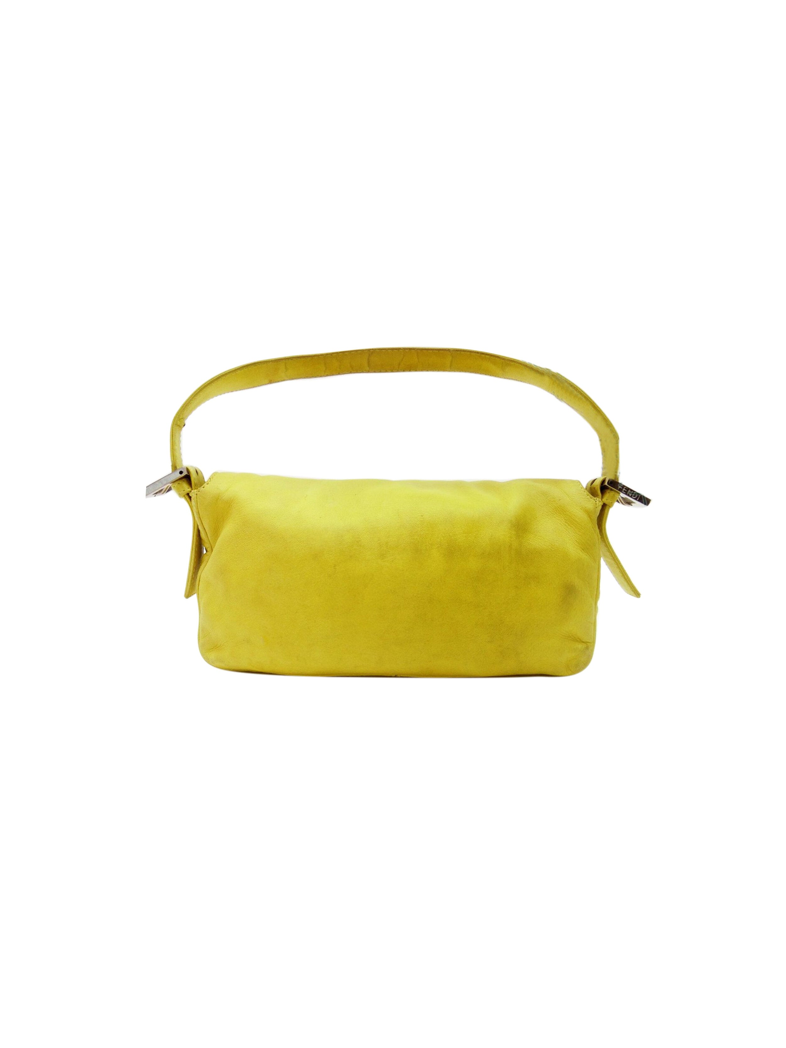 Baguette leather crossbody bag Fendi Yellow in Leather - 33963497