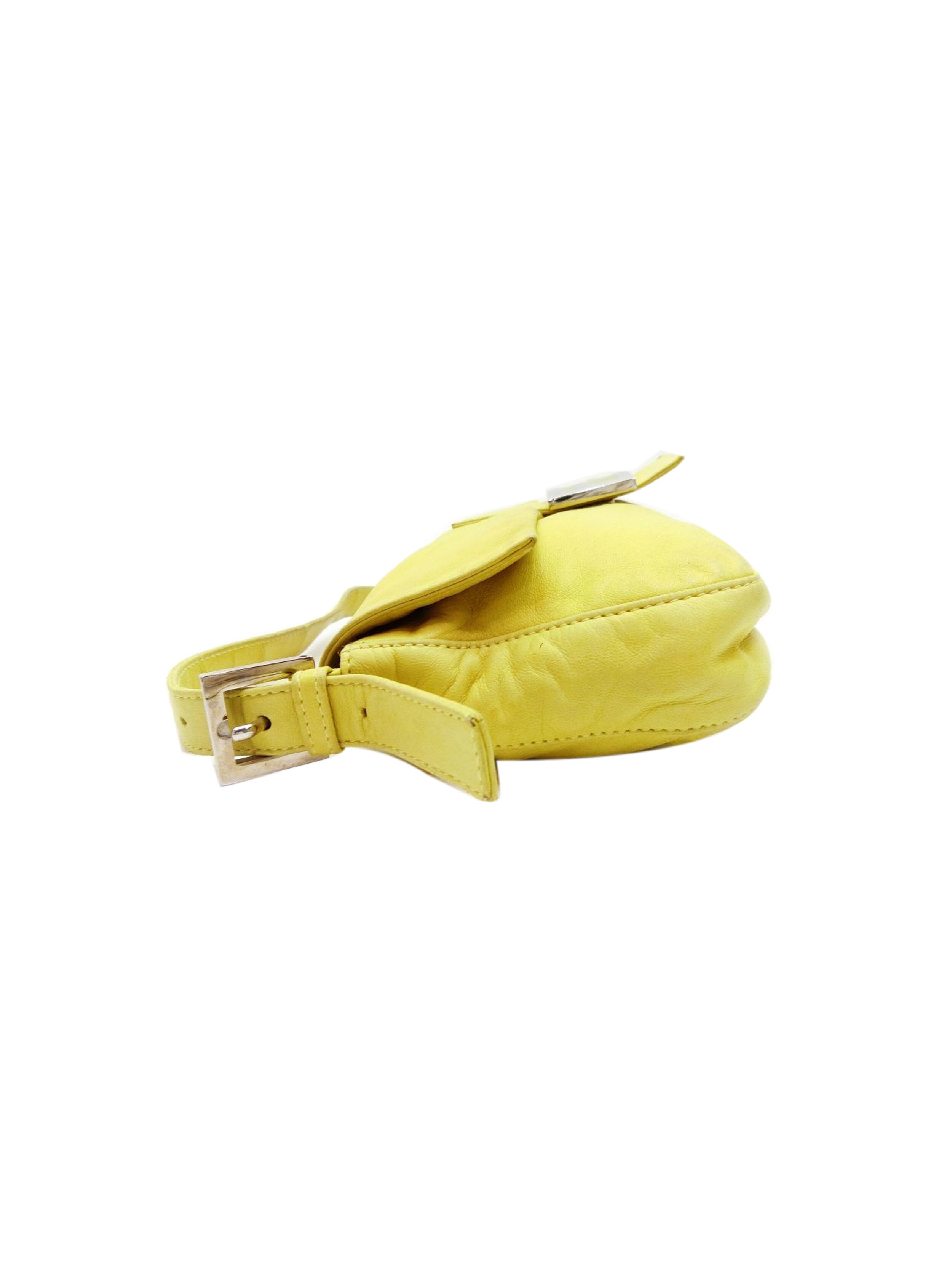 Fendi 2000s Yellow and Green Leather Baguette