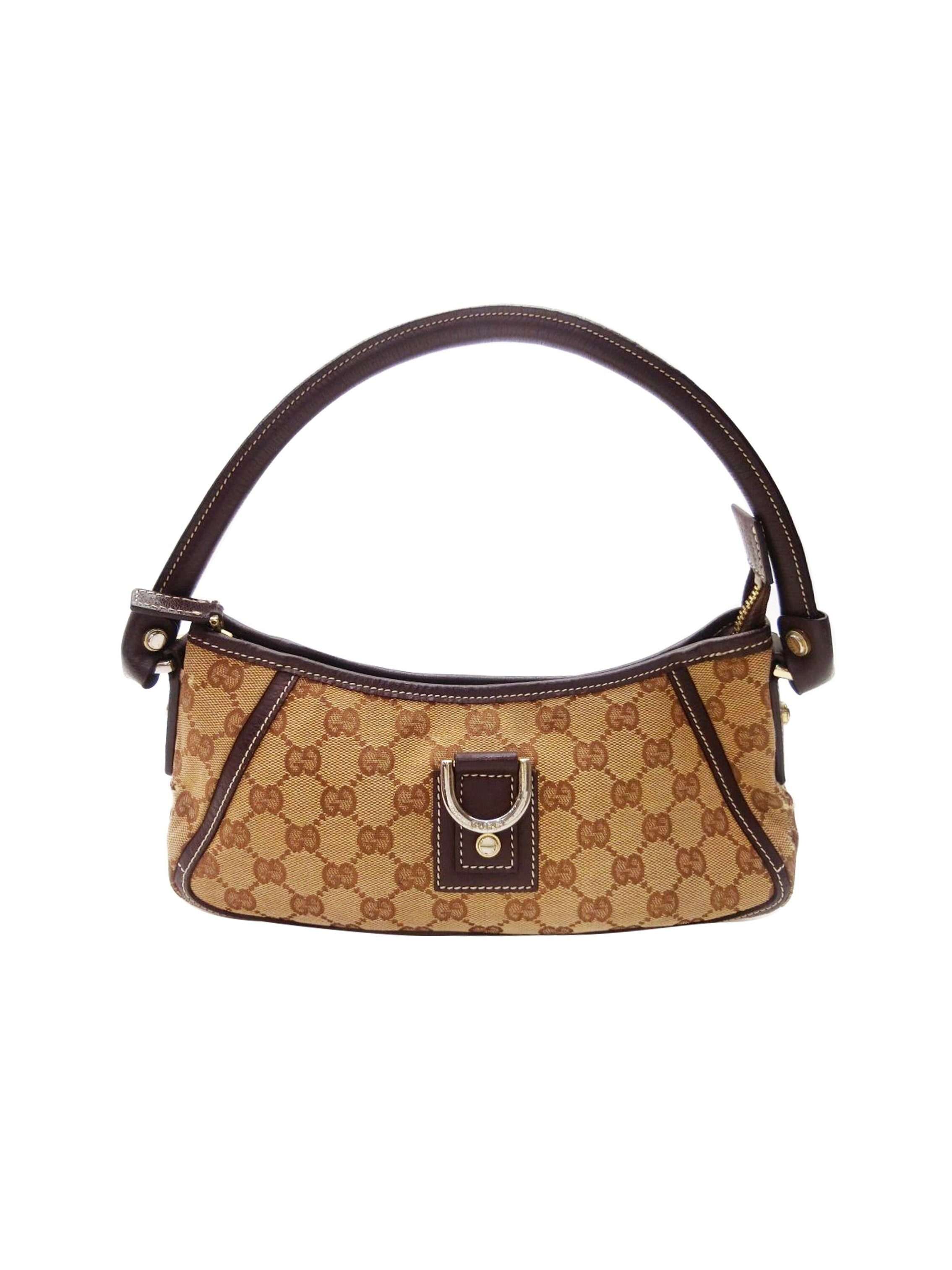 Gucci 2000s Beige Curved Buckle Small Hand Bag