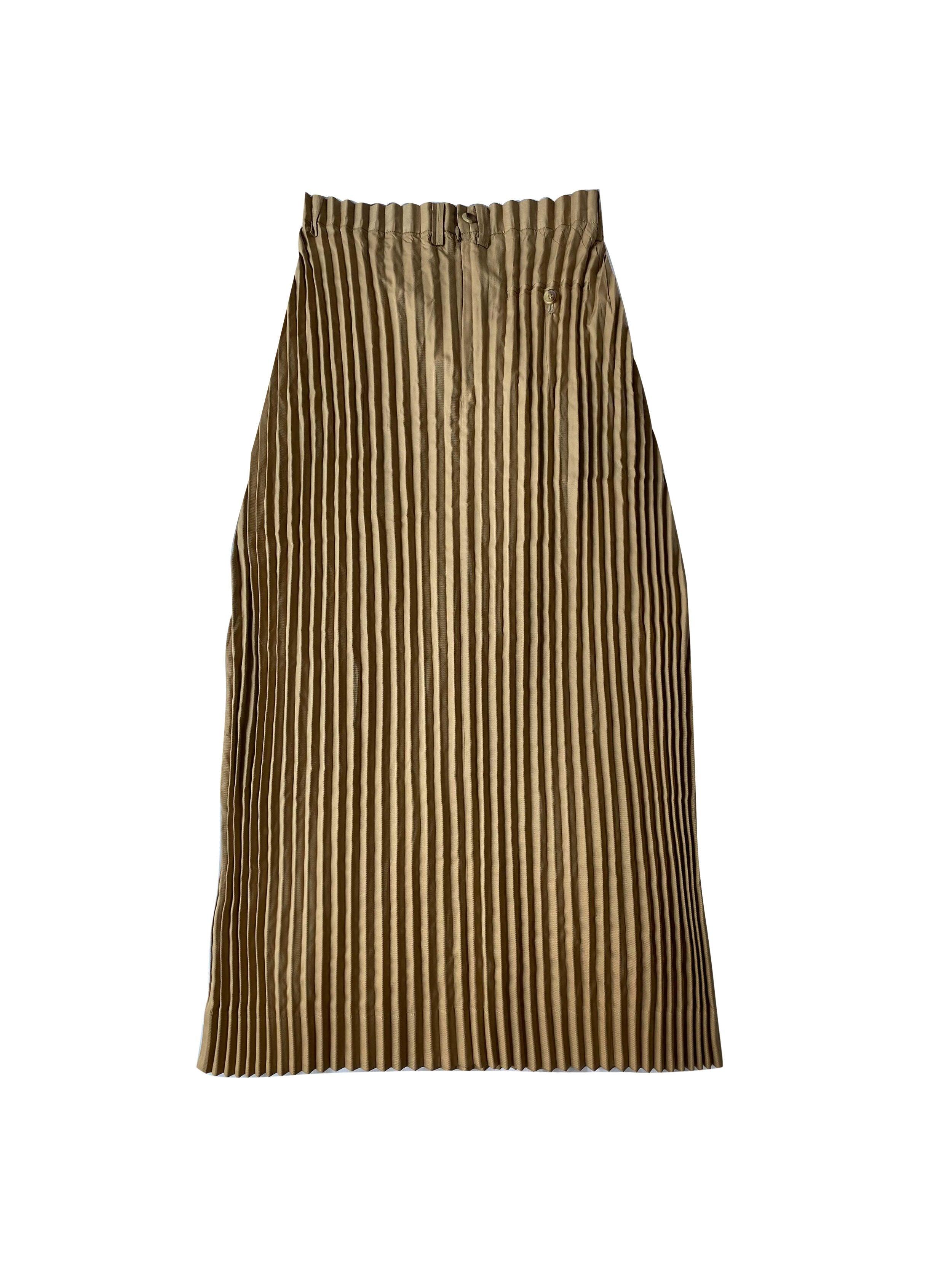 Issey Miyake 2000s Beige Pleated Cotton Skirt