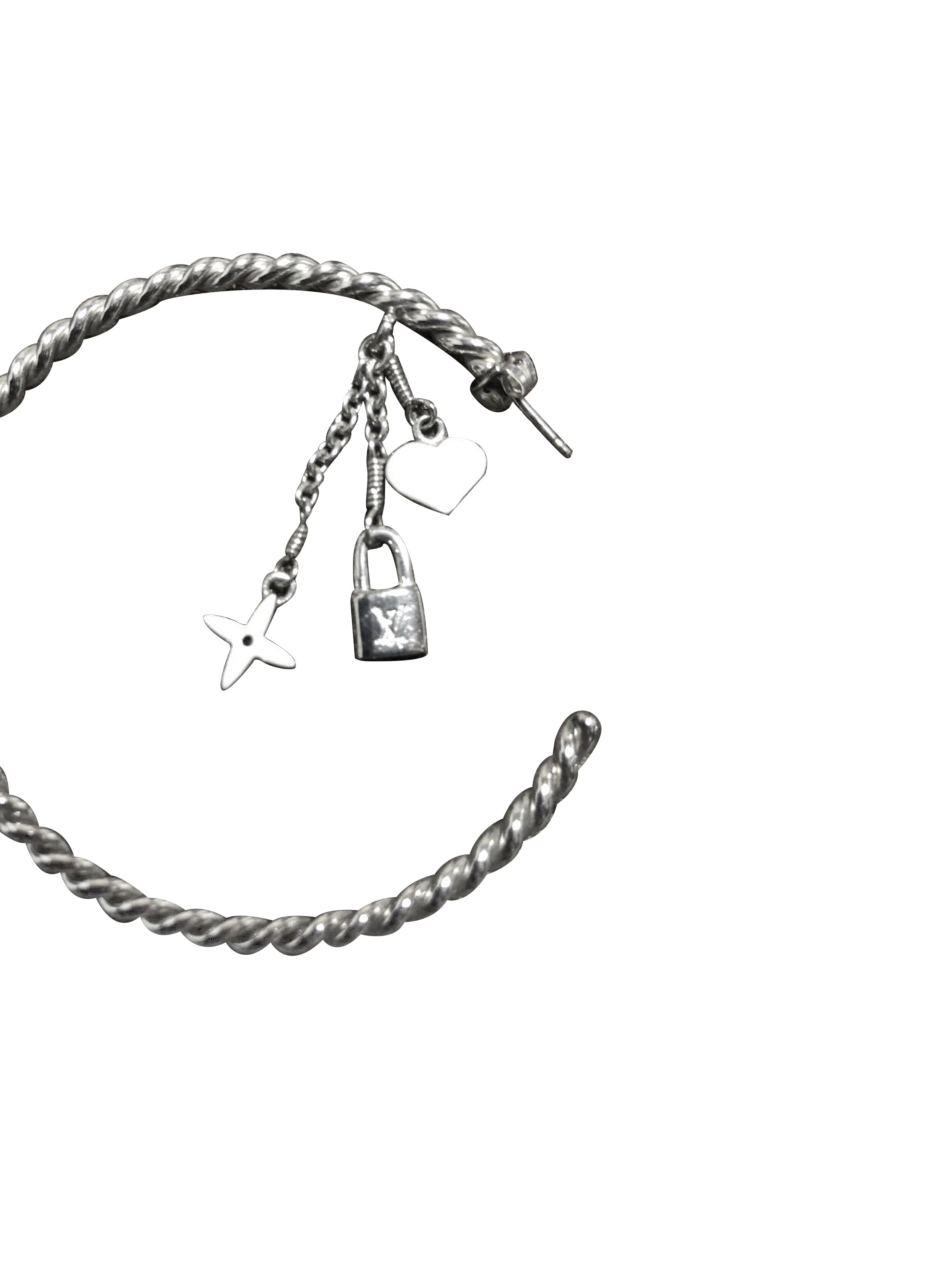 Louis Vuitton 2000s Charm Silver Hoop Earrings · INTO