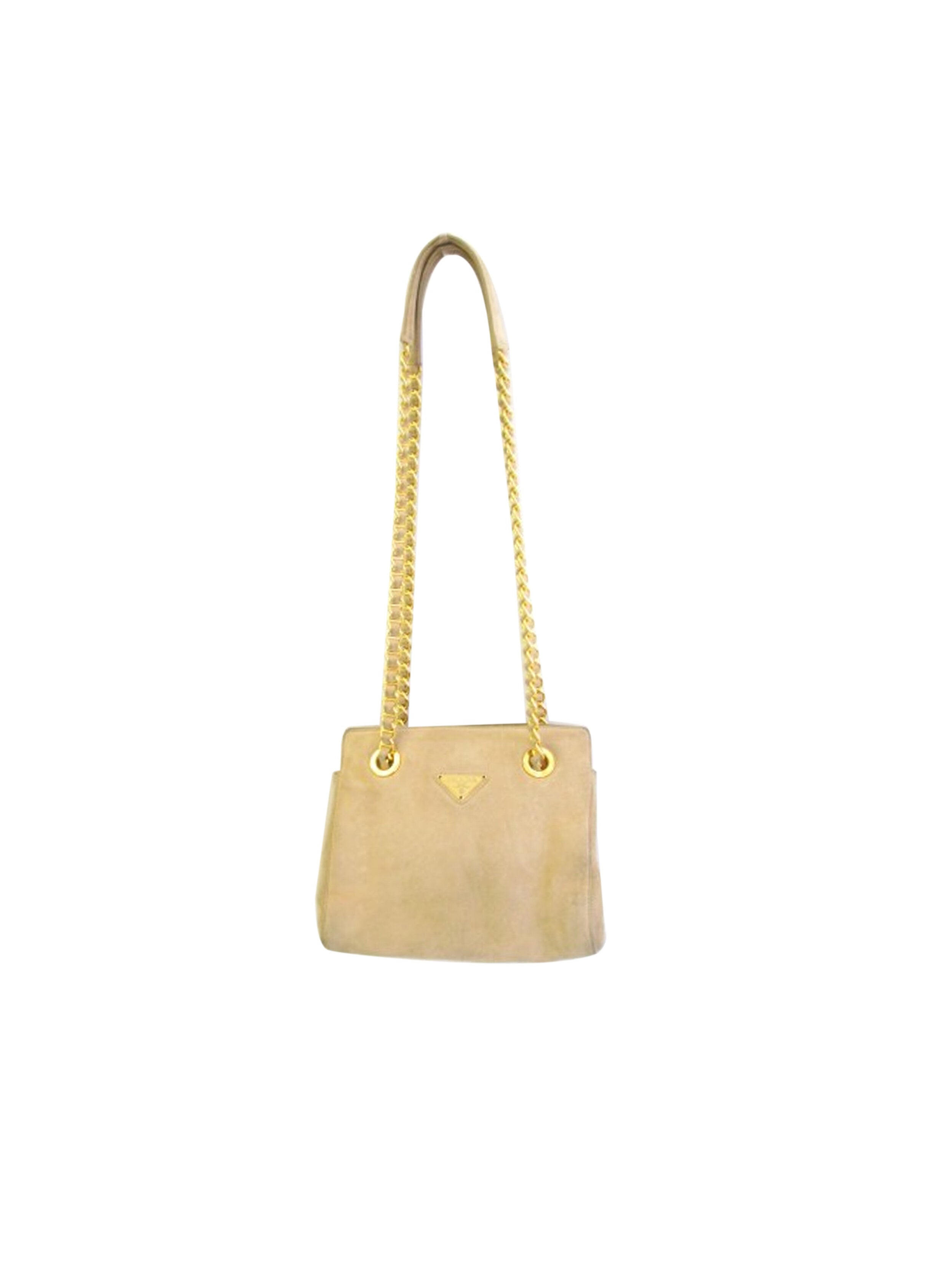 Prada 2000s Beige Suede Small Shoulder Bag