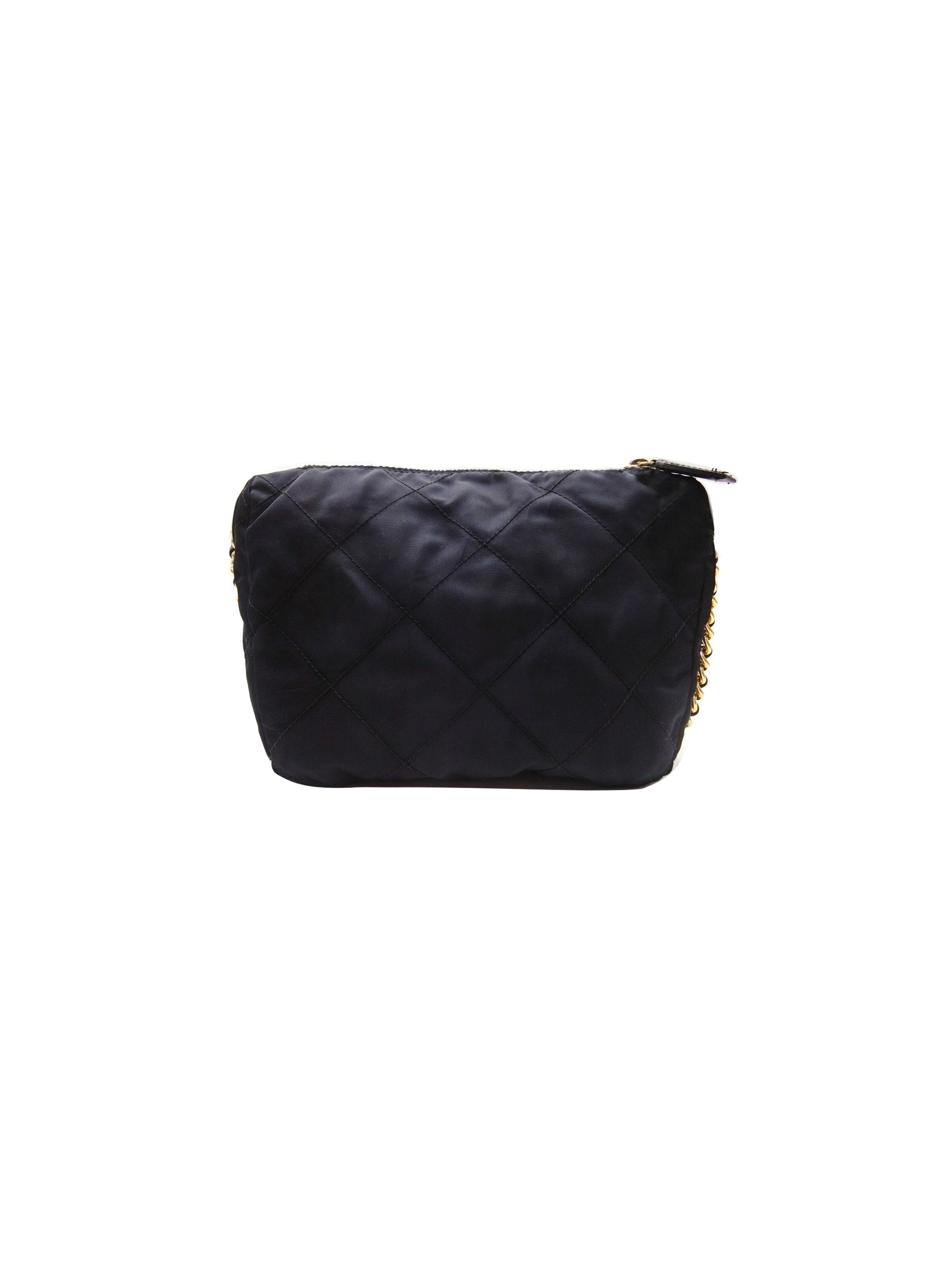 Prada 2000s Black Nylon Leather Shoulder Bag · INTO