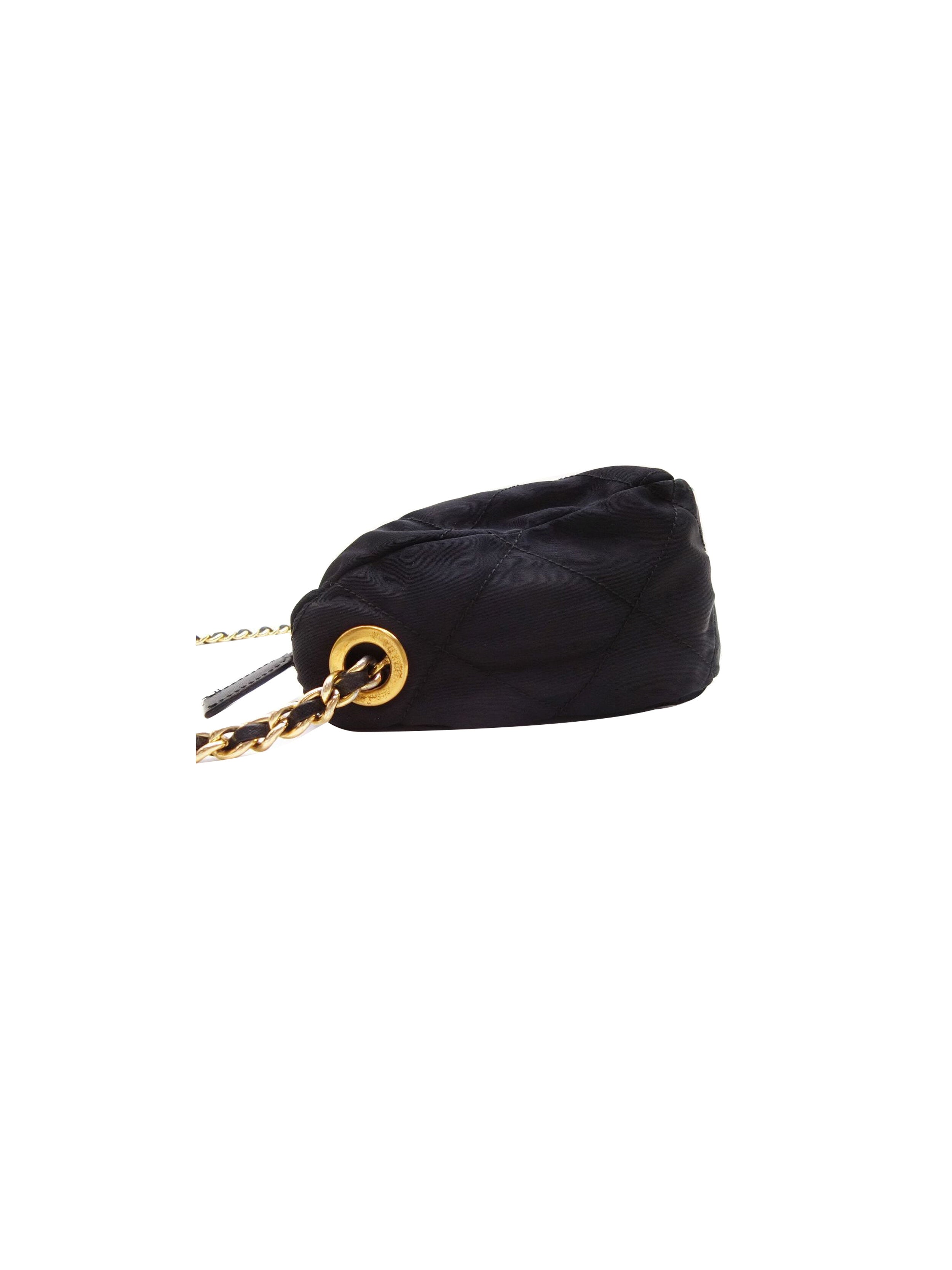 Prada 2000s Black Nylon Leather Shoulder Bag · INTO