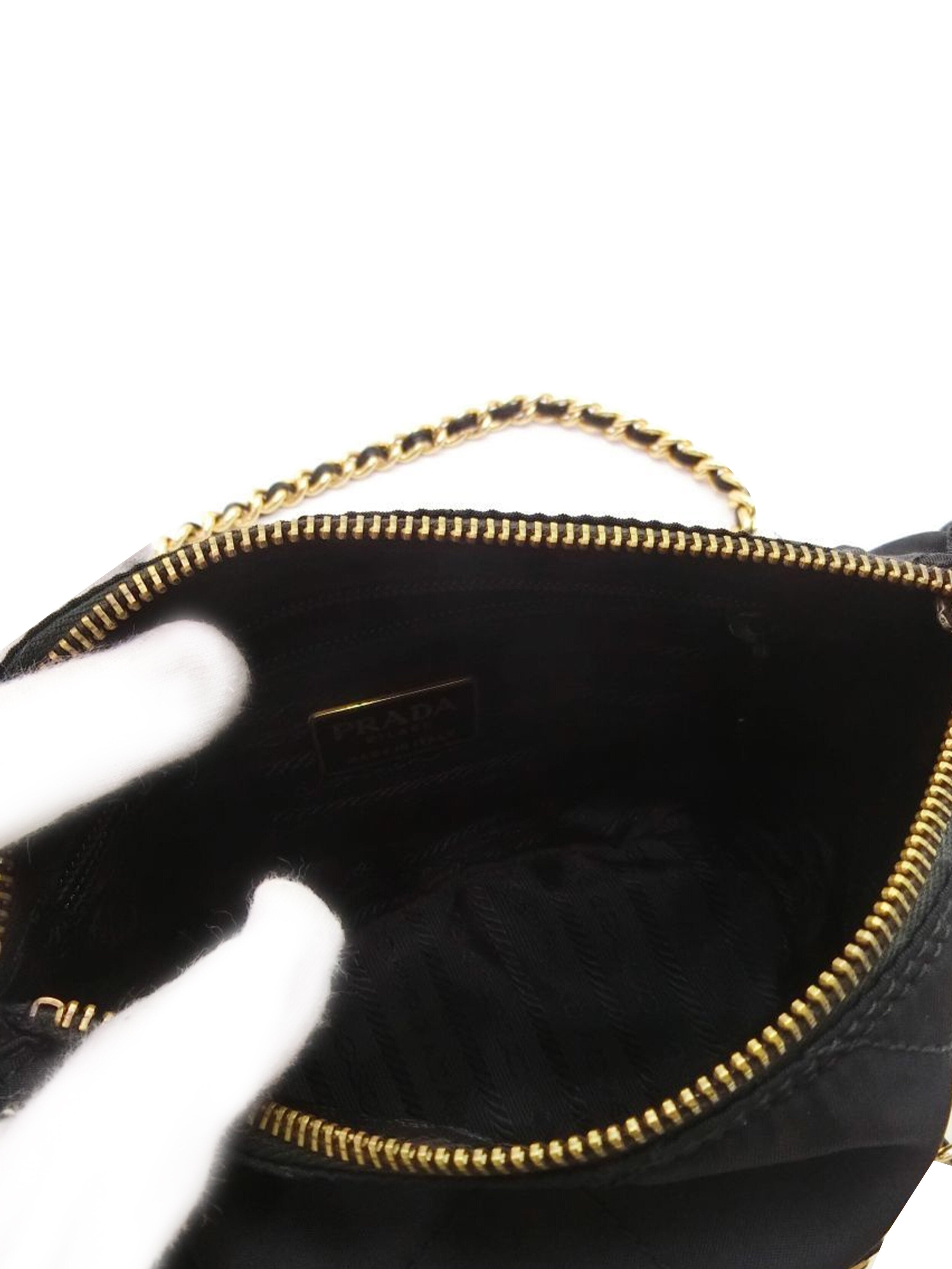 Prada 2000s Black Nylon Leather Strap Bag · INTO