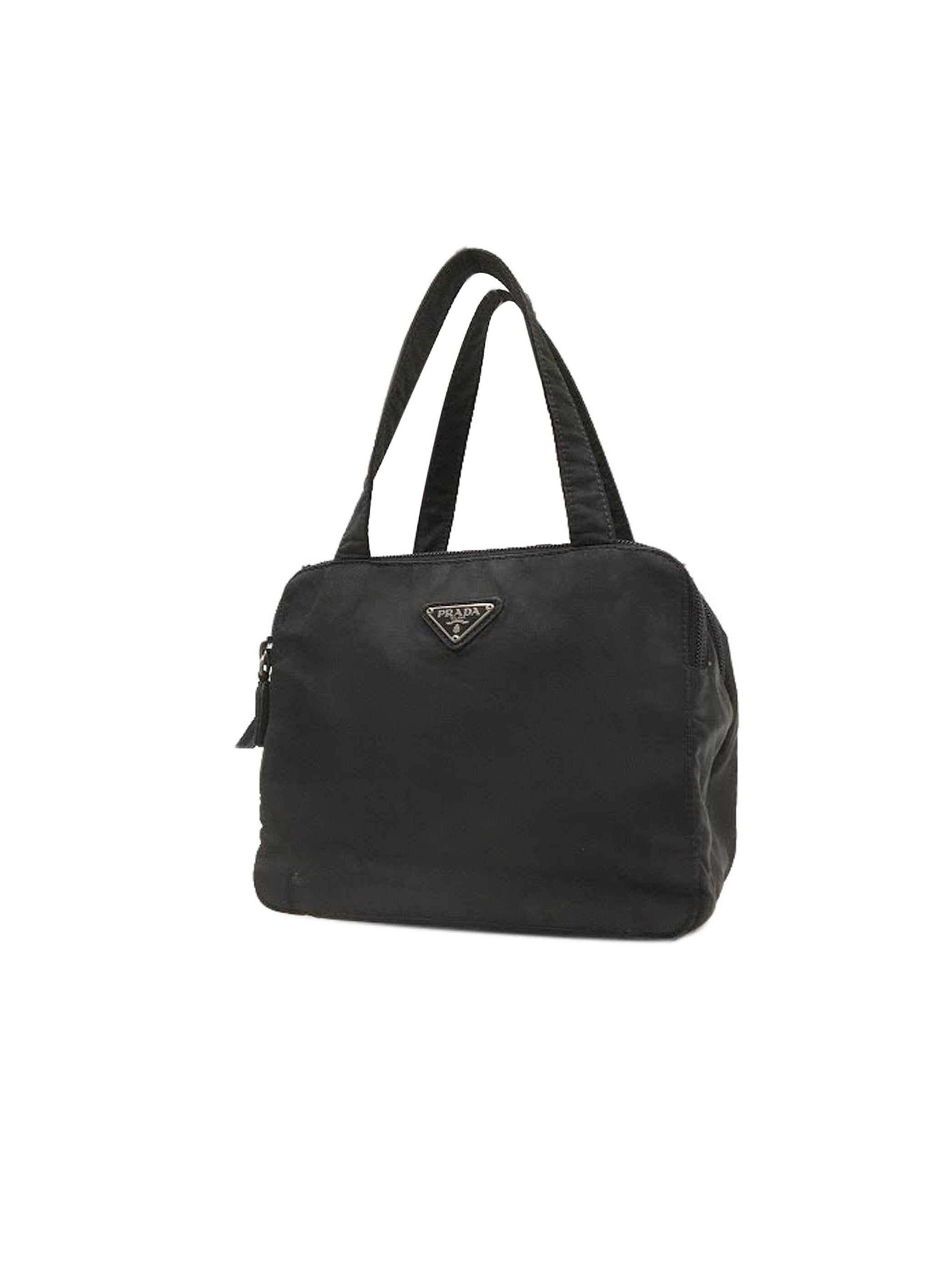 Prada 2000s Black Nylon Leather Strap Bag · INTO