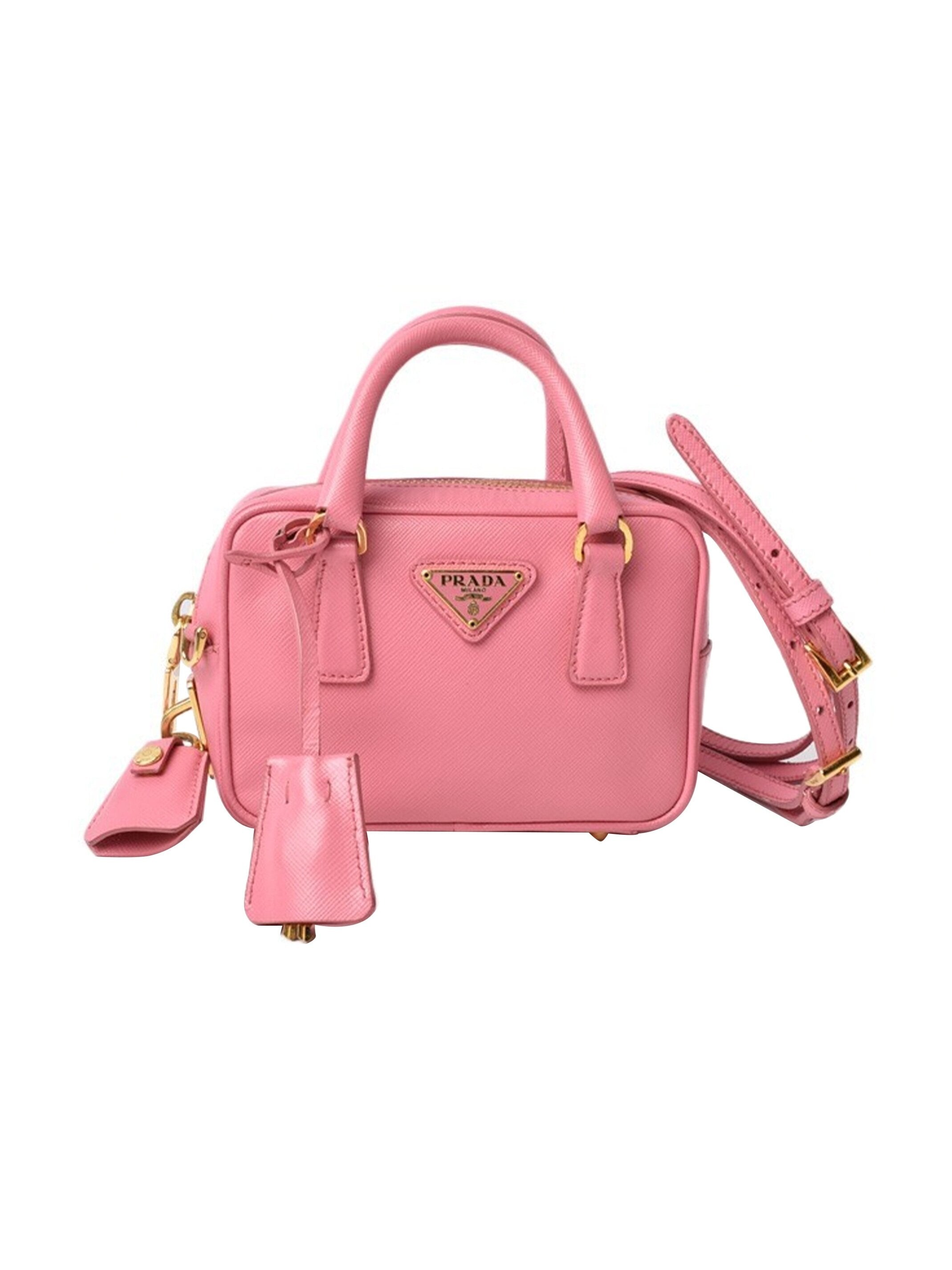 Prada 2010s Saffiano Small Pink Leather Shoulder Bag