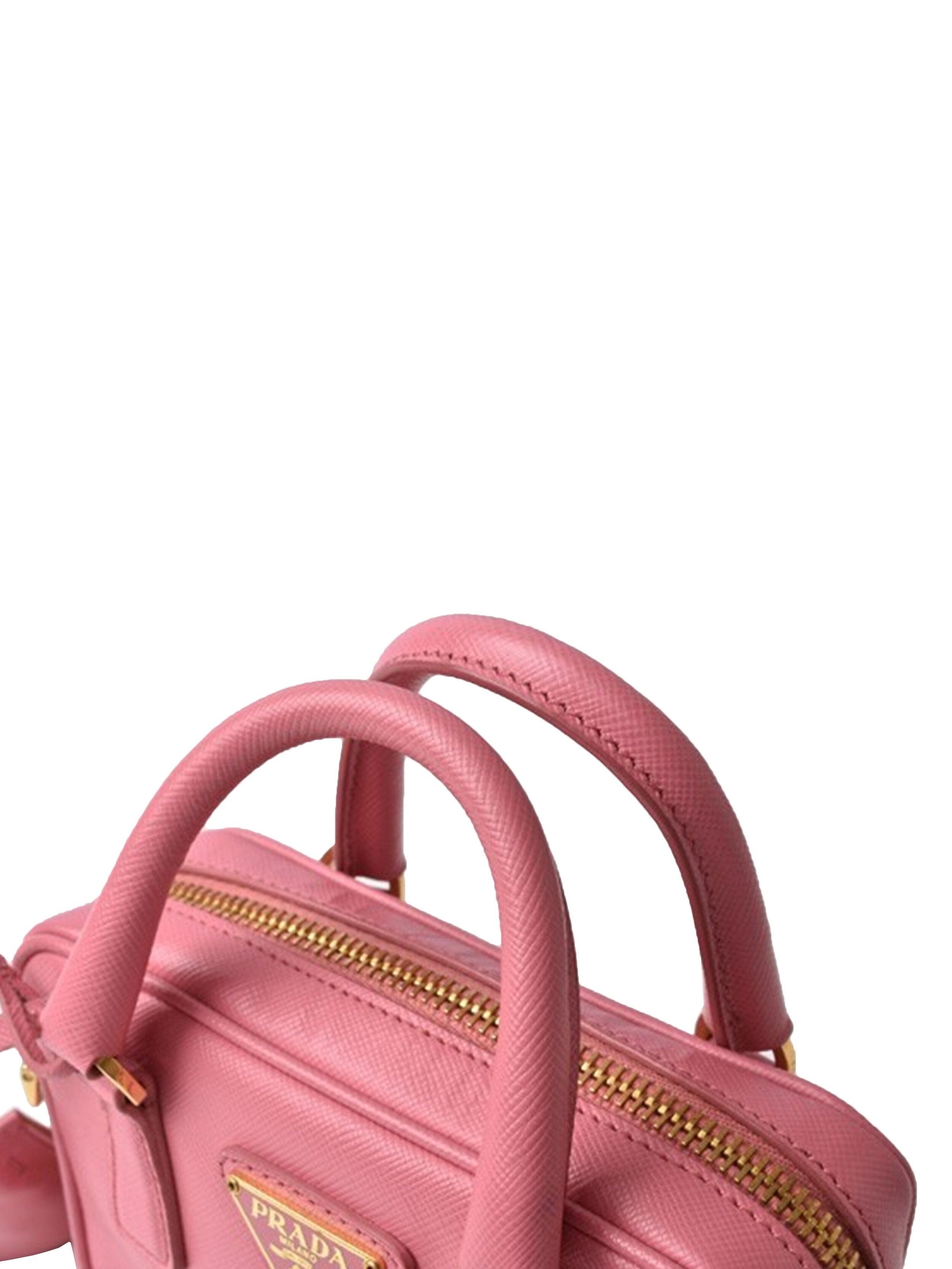 Prada 2010s Saffiano Small Pink Leather Shoulder Bag · INTO