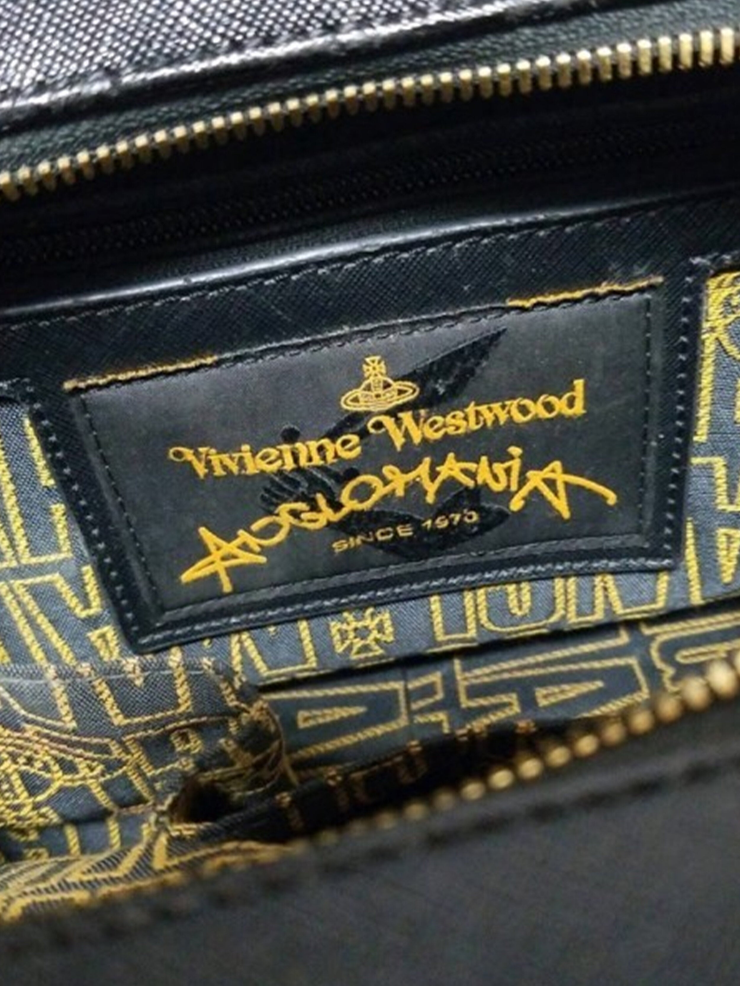 Vivienne Westwood 2000s Gold and Black Leather Bag
