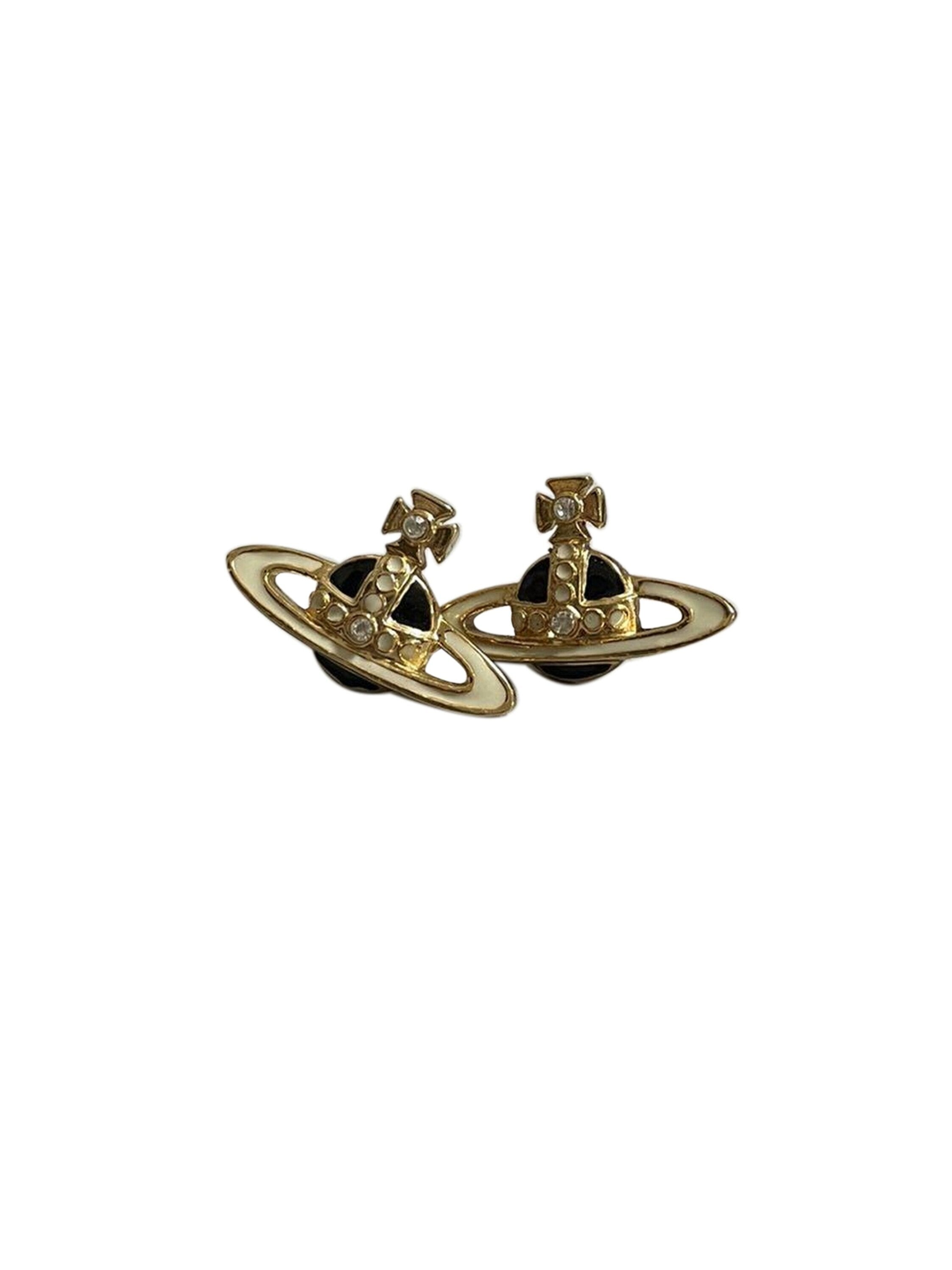 Vivienne Westwood 2000s Black and Gold Orb Earrings