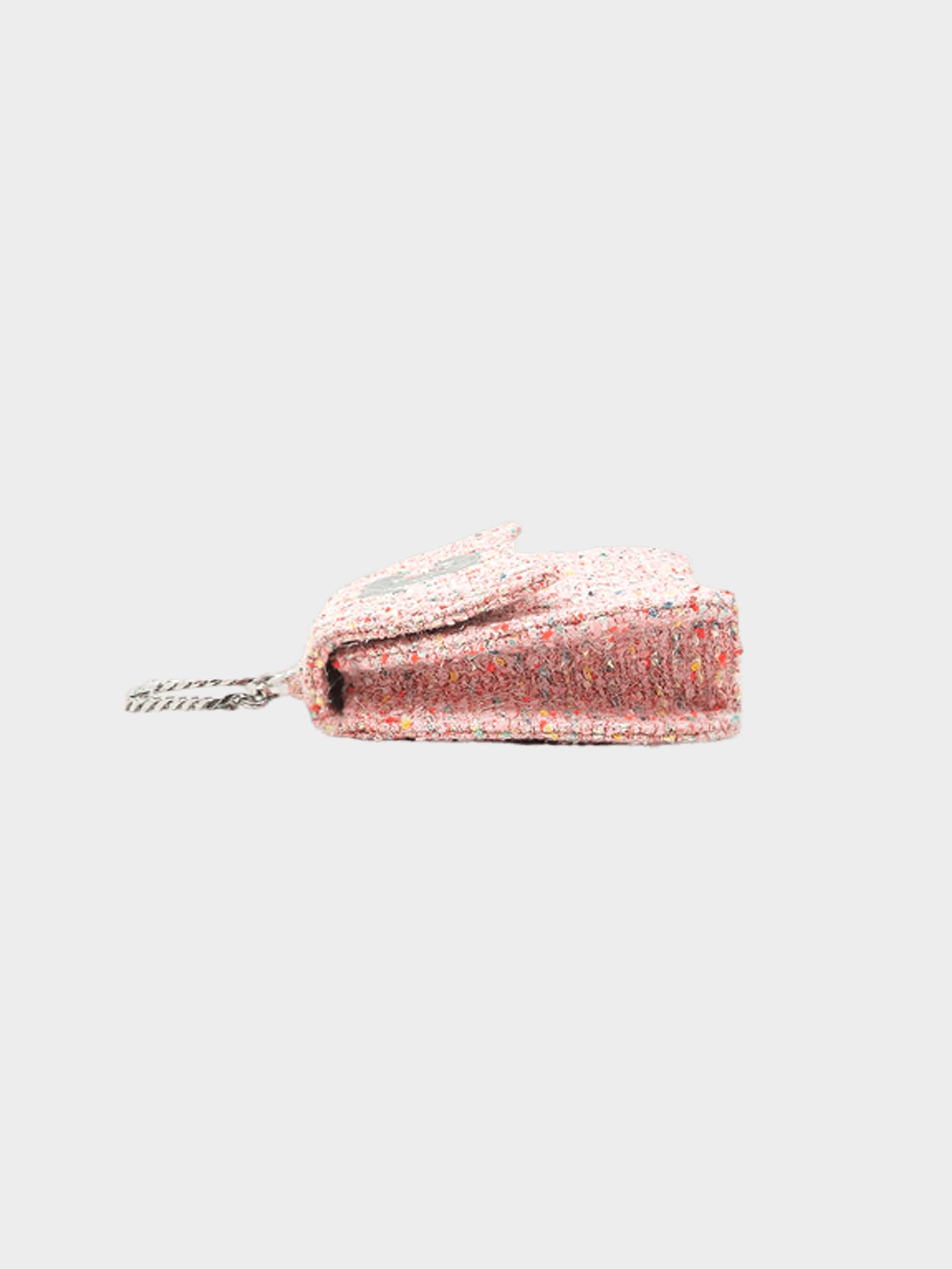 Chanel 1998 CC Patch Flap Tweed Handbag Pink