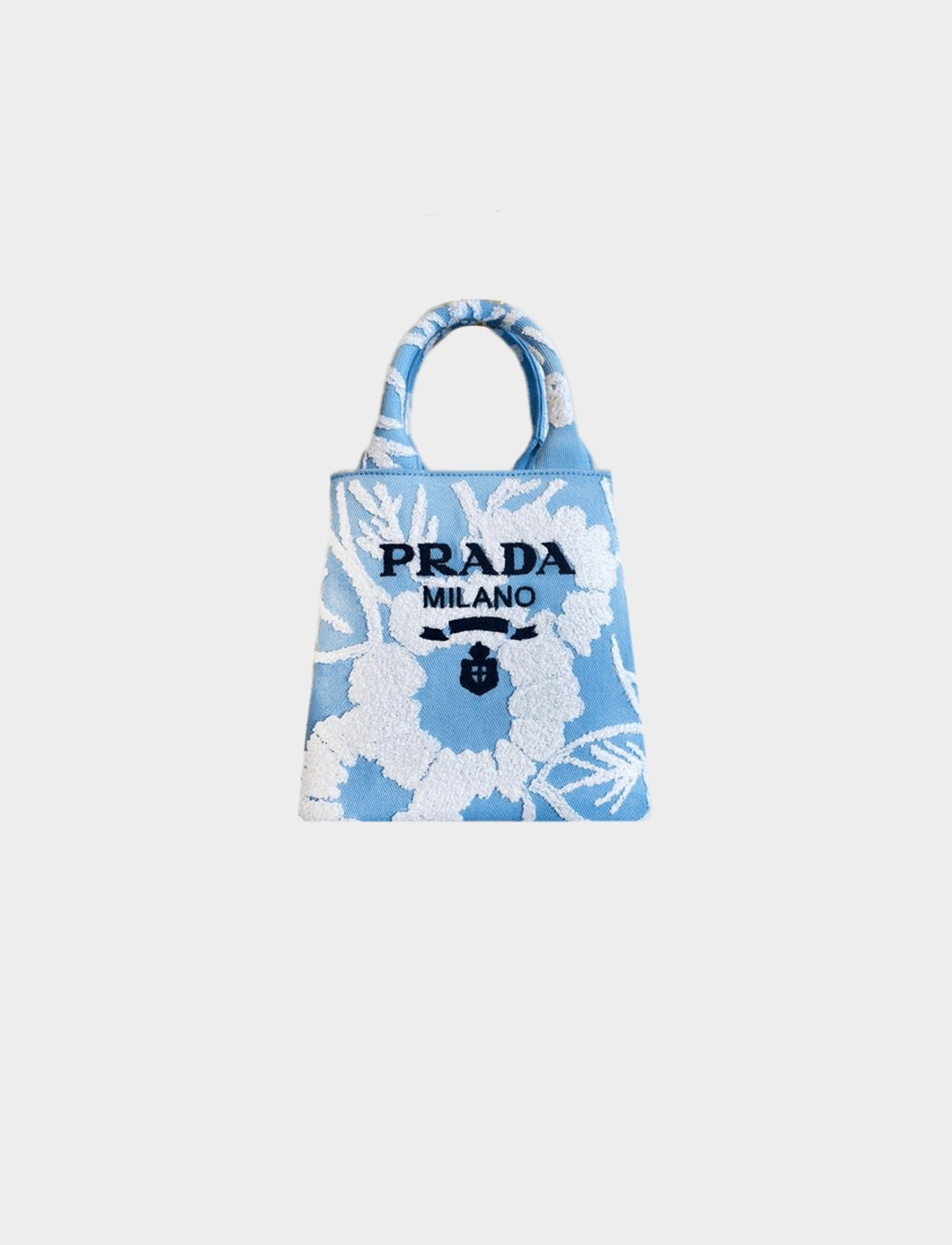 Prada 2020s Blue and White Embroidered Drill