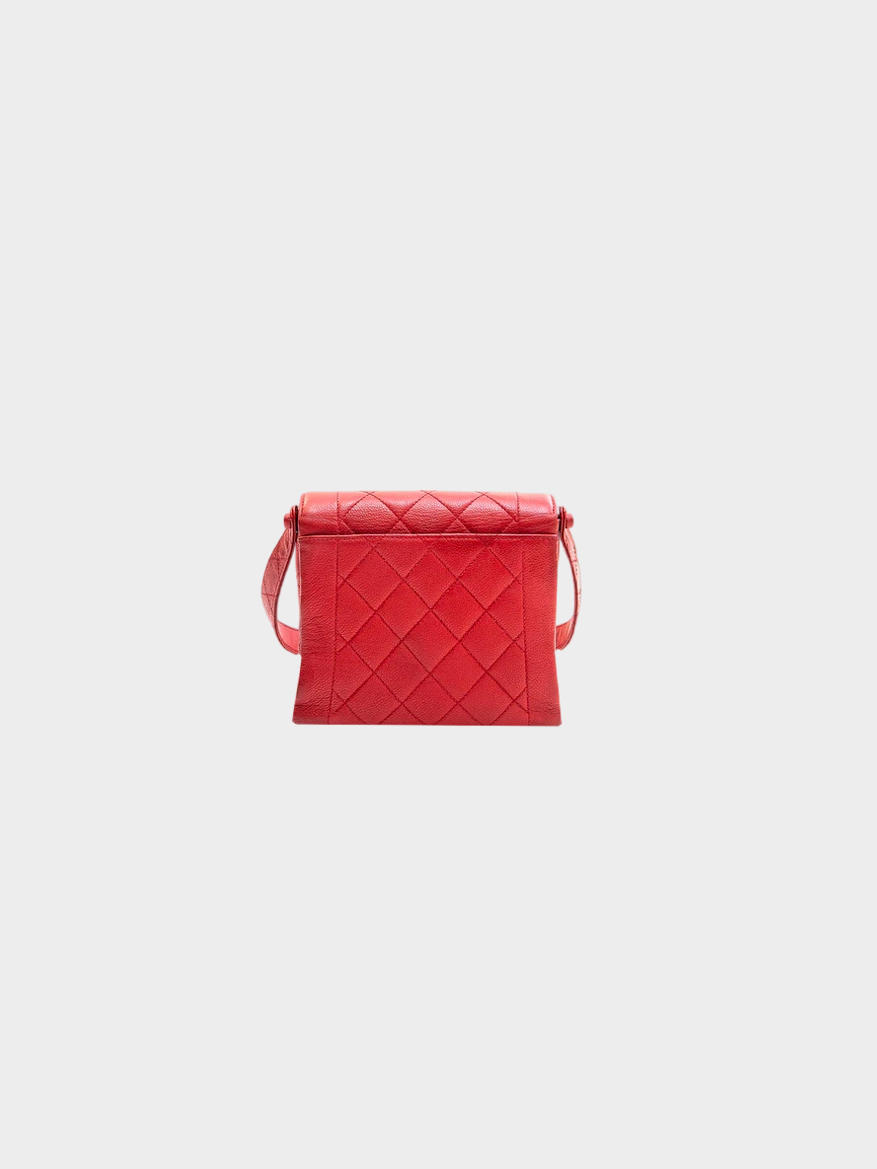 Chanel Diana Quilted Red Lambskin Flap Mademoiselle Chain Shoulder