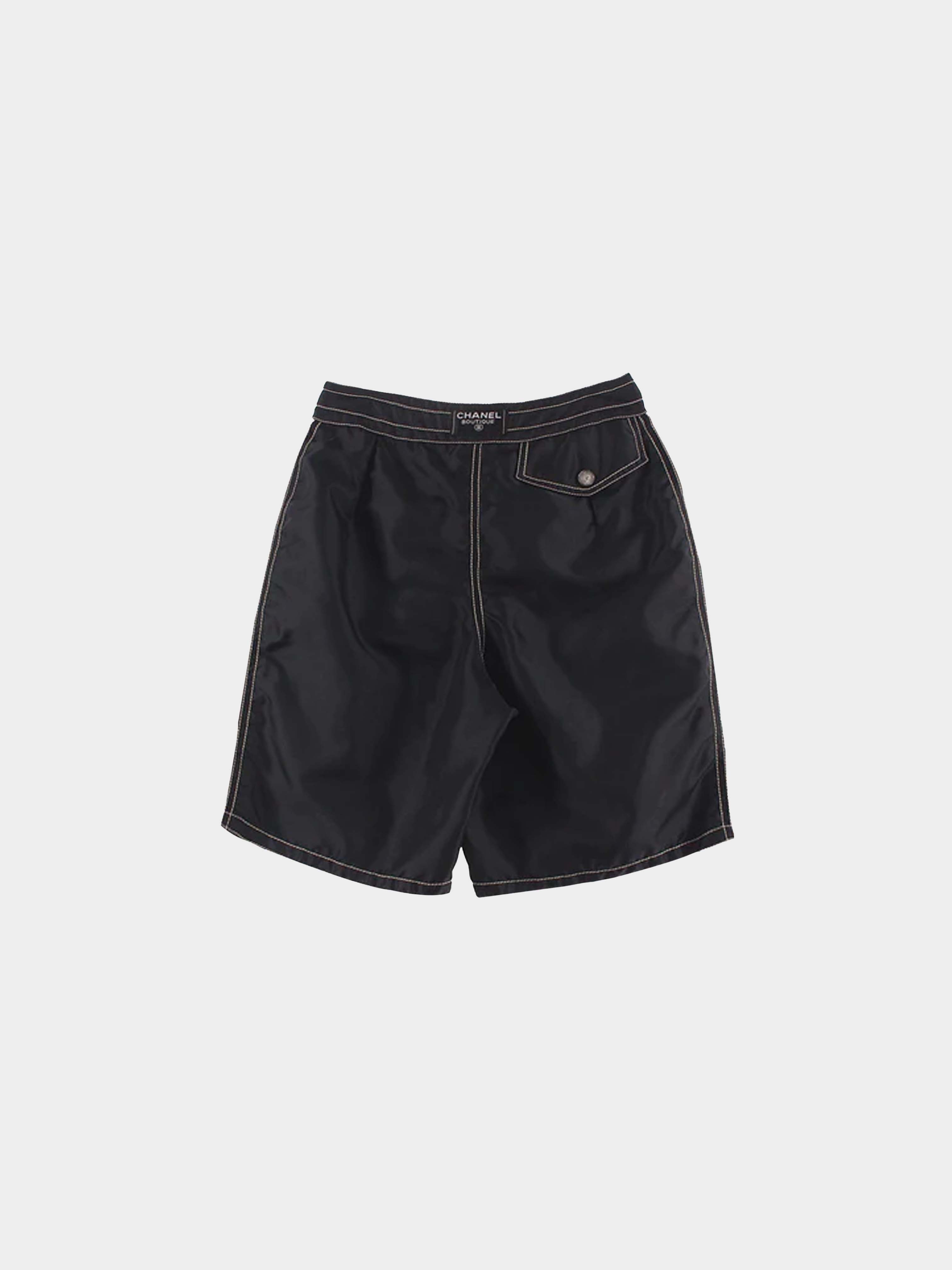 Chanel 1980s Black Contrast Stitch Shorts