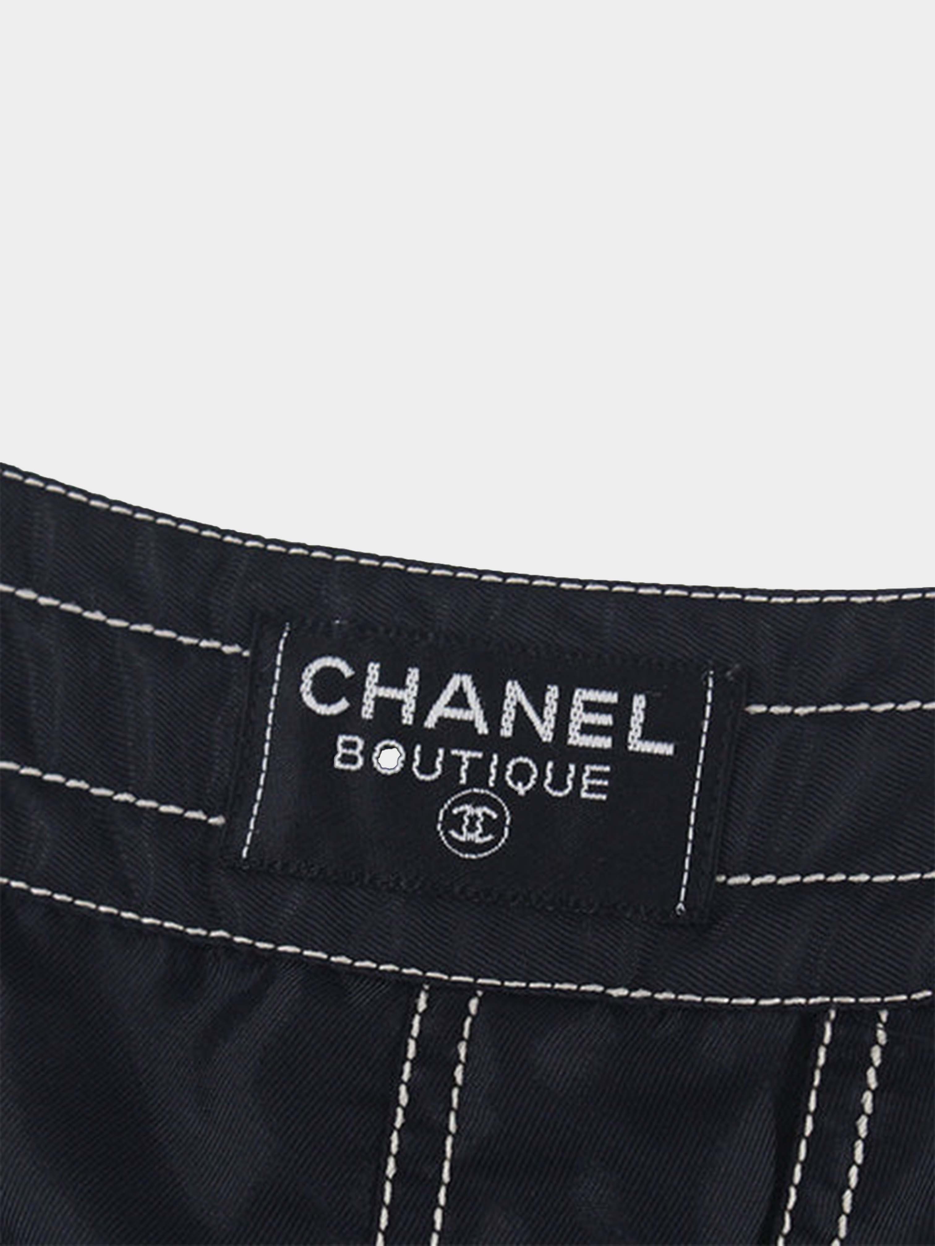 Chanel 1980s Black Contrast Stitch Shorts