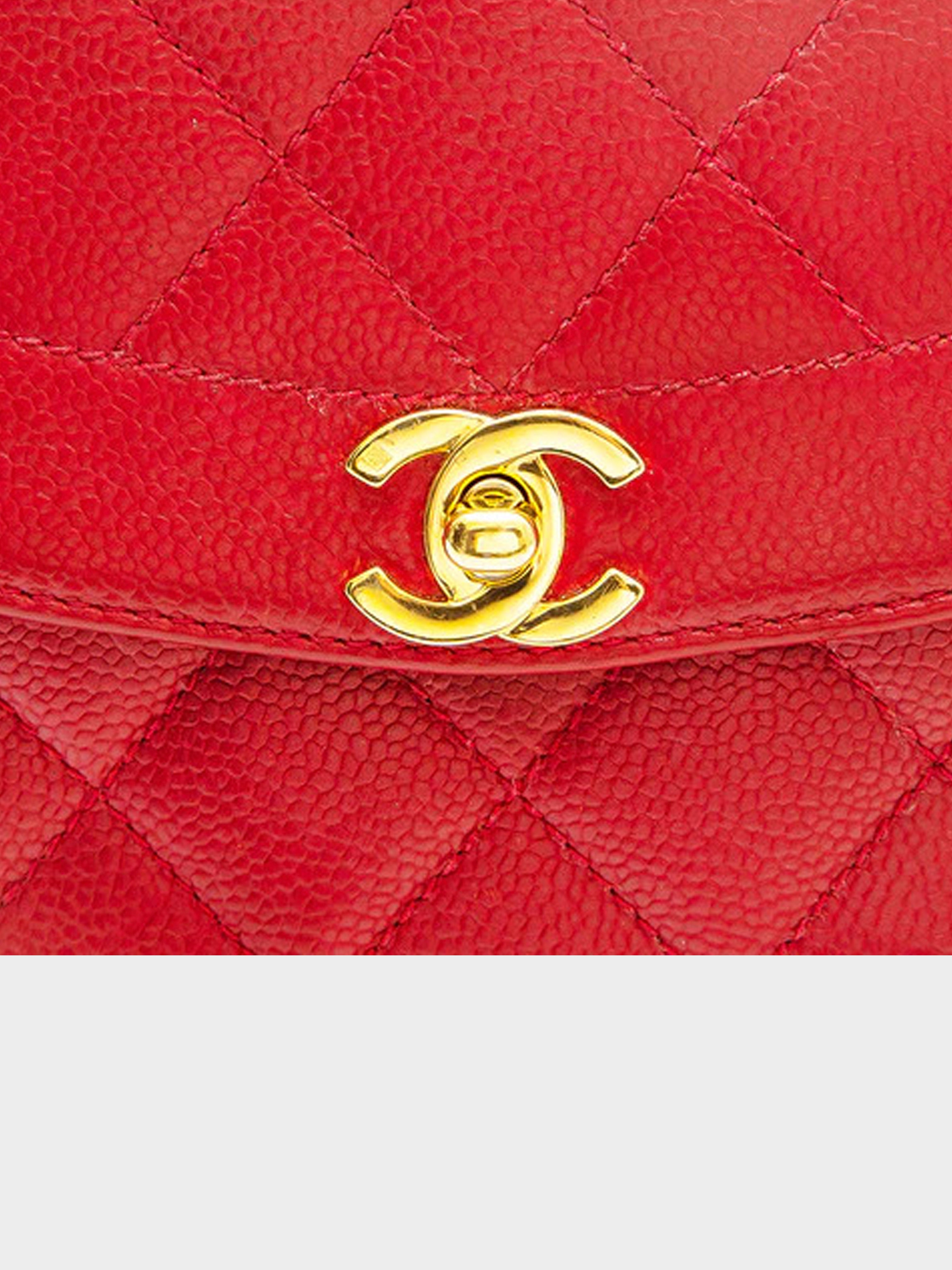 CHANEL Lambskin Quilted East West Flap Dark Red 1177945