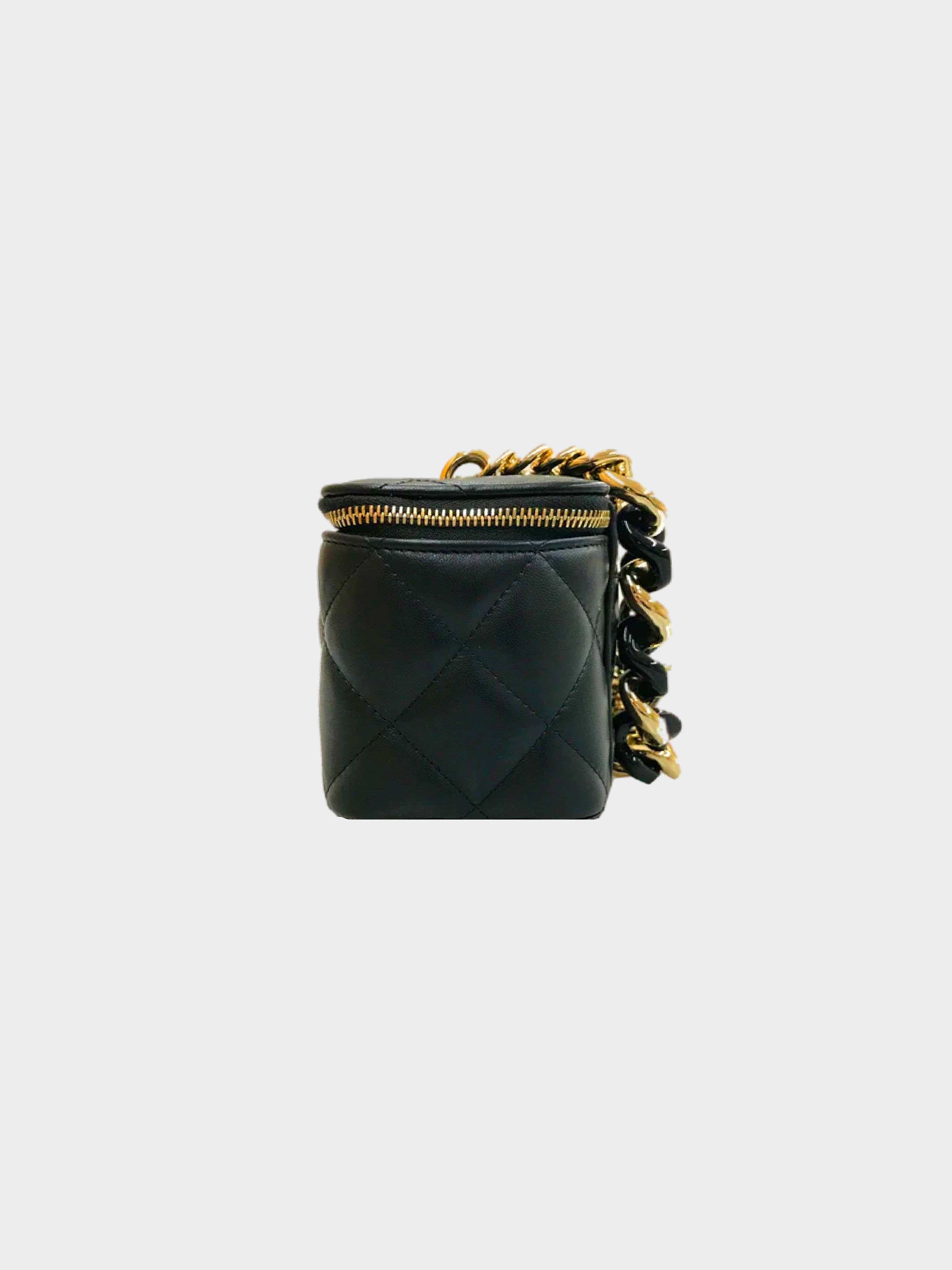 Chanel Mini Top Handle Vanity With Chain Black Lambskin Gold Hardware –  Coco Approved Studio