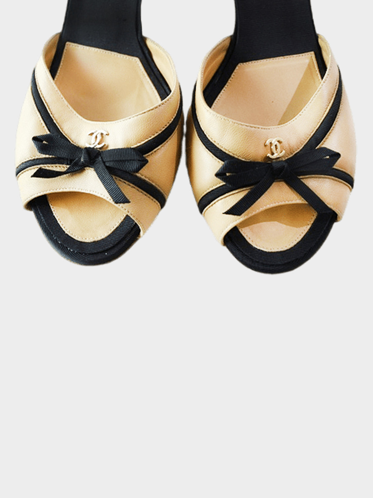 CHANEL 2000s Ballerina Satin Lace-Up Heels in Midnight- Size FR37.5