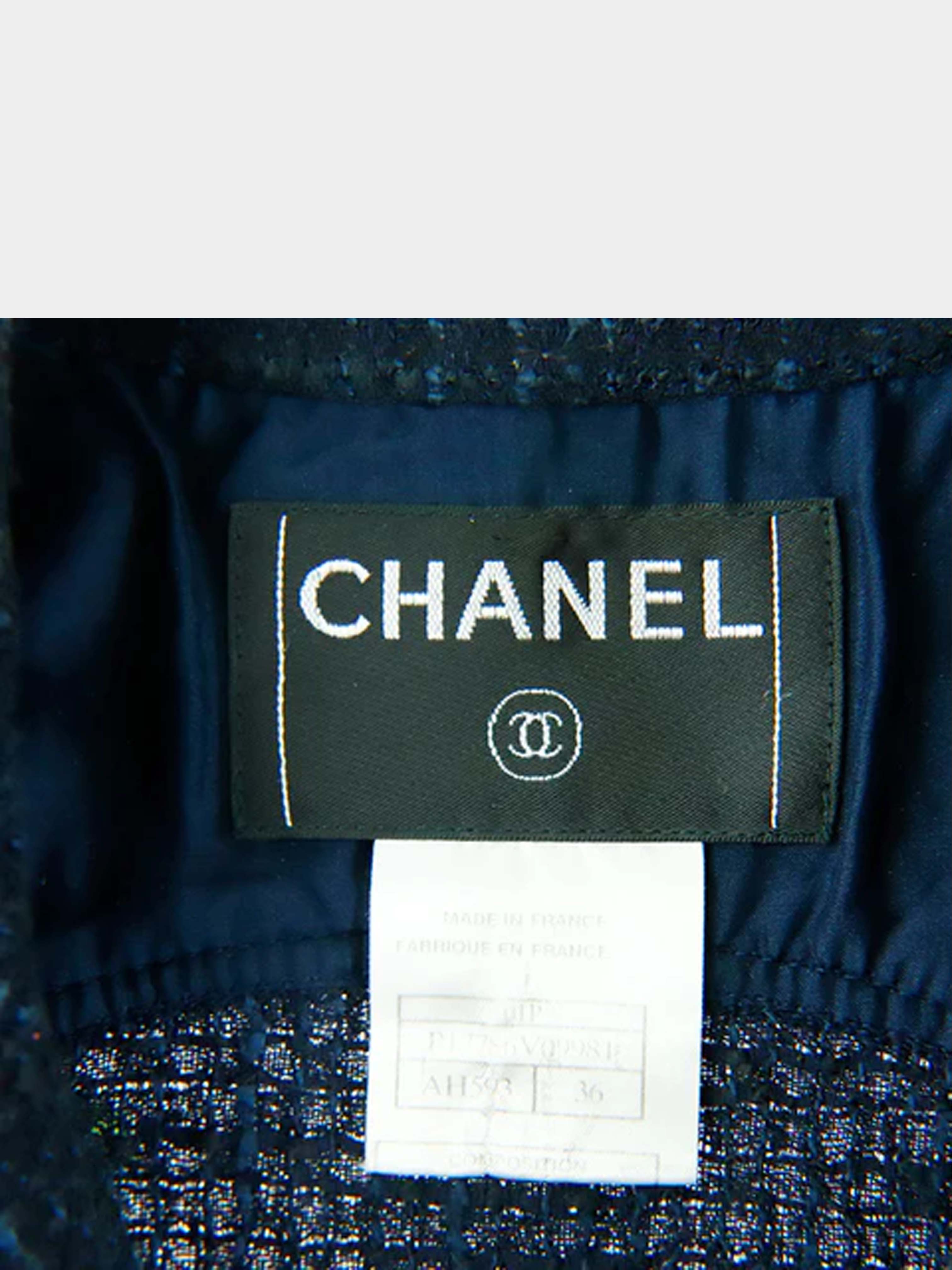 Chanel 2000 Navy Tweed Button Vest