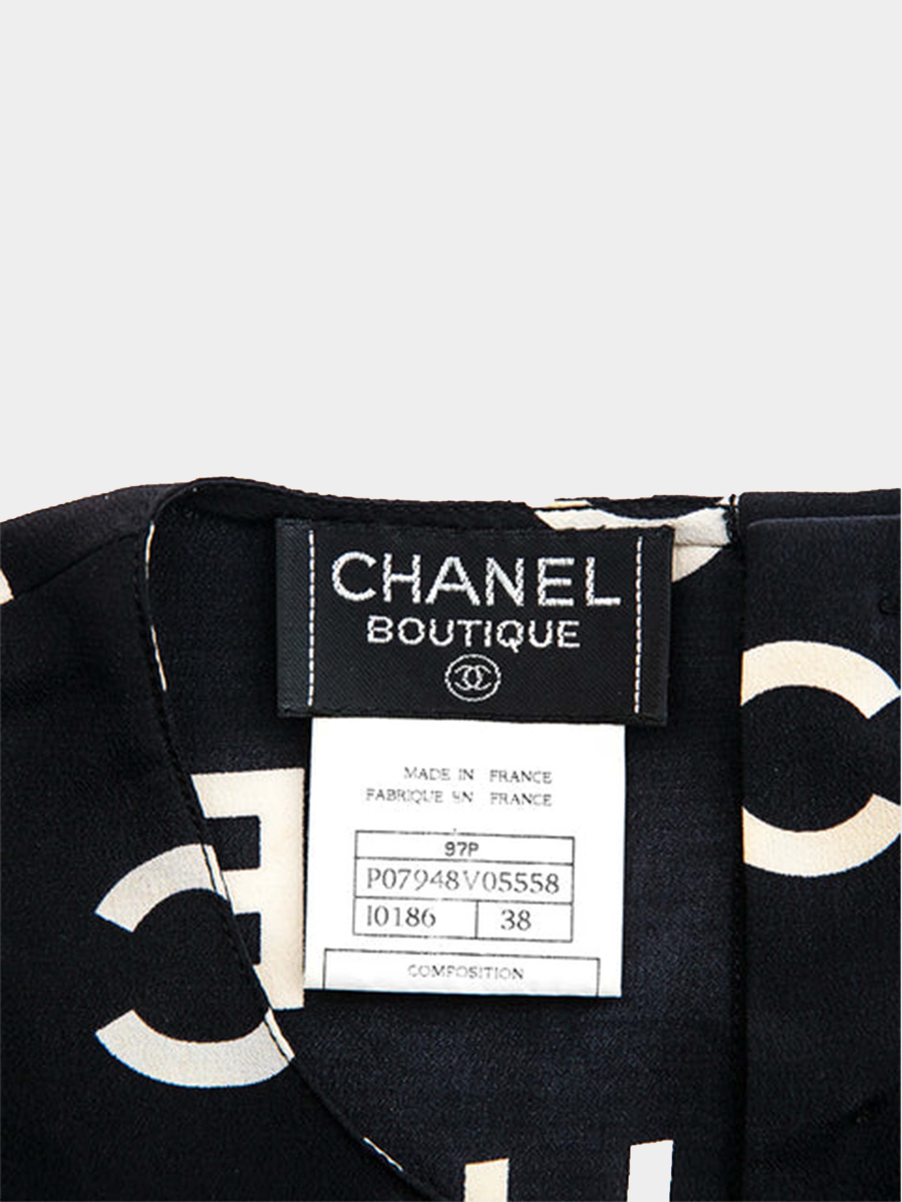 Chanel Spring 1997 Coco Logo Silk Top