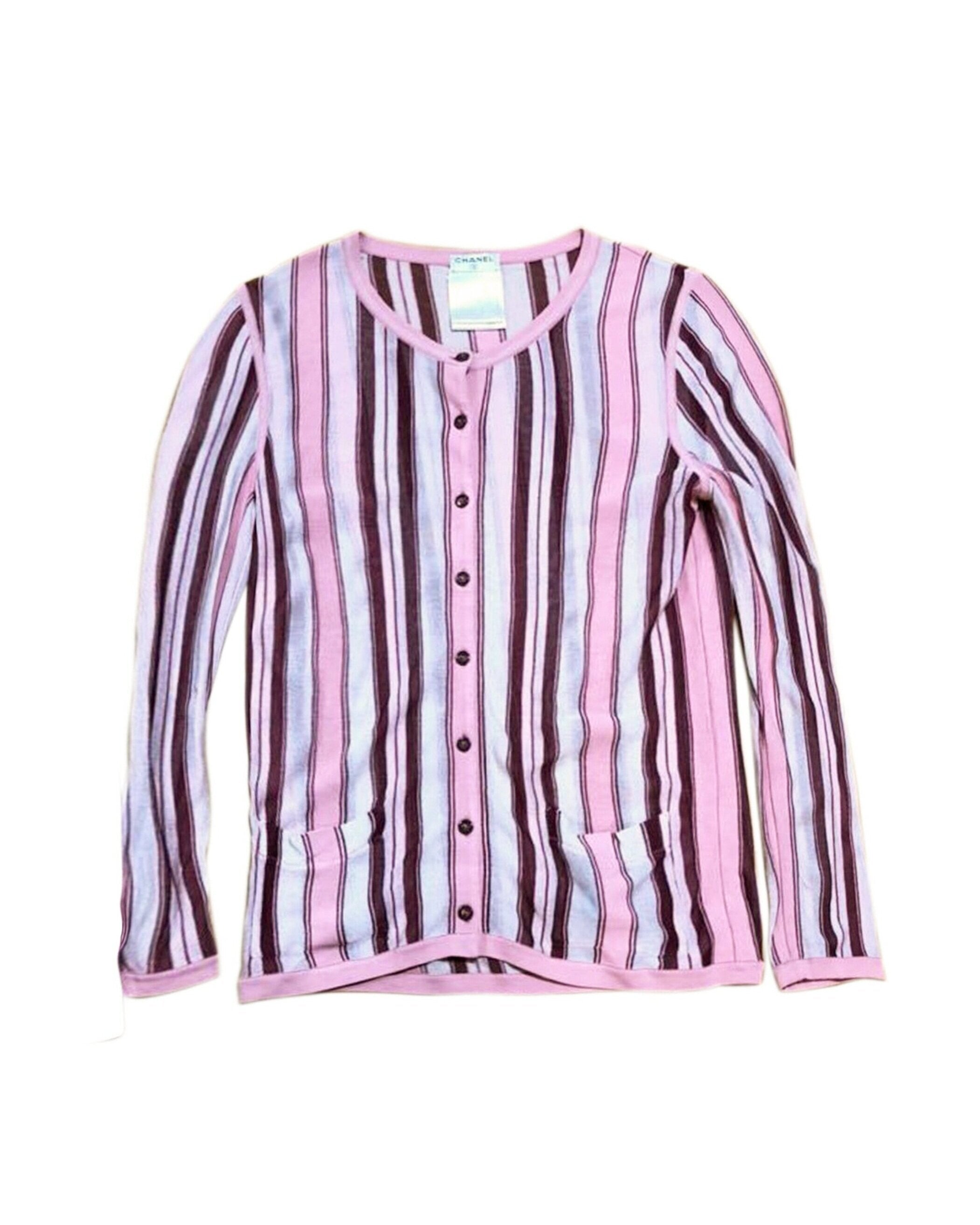 Chanel 2000s Pink Knit Stripe Set
