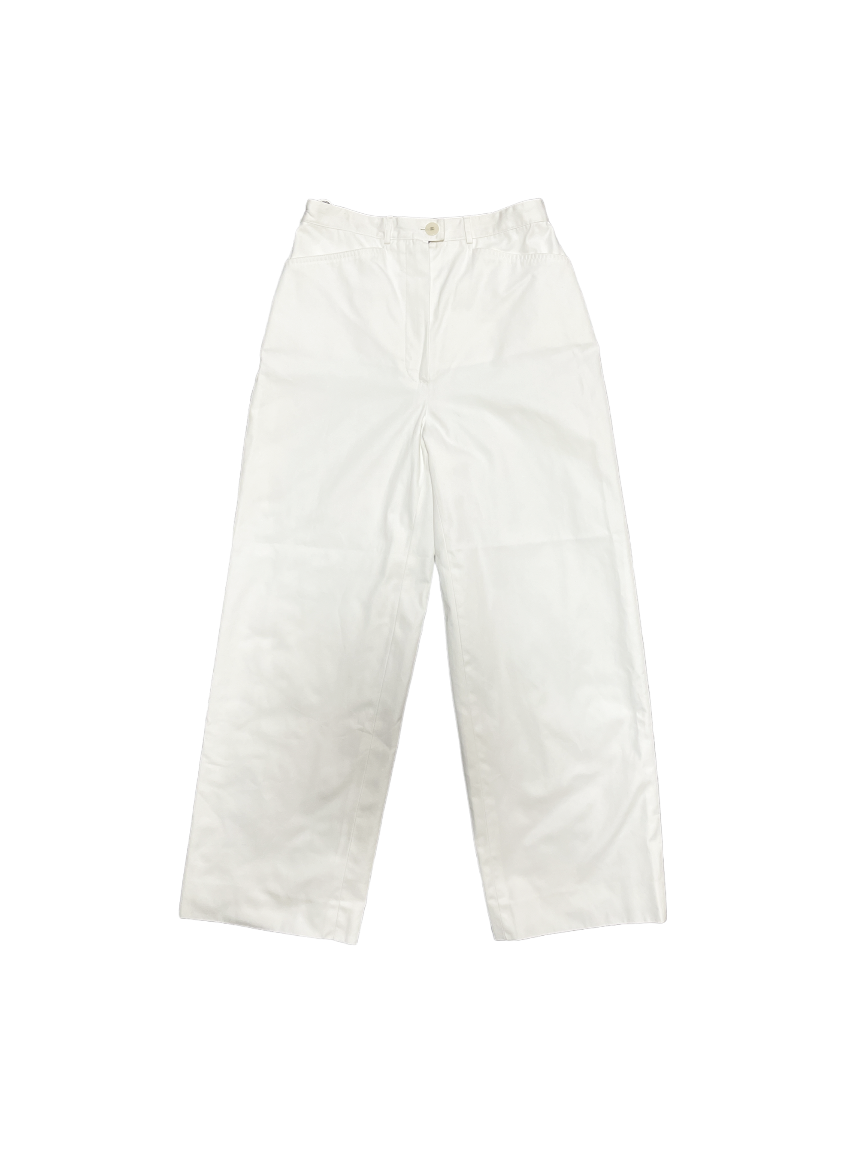 Chanel White 2000s CC Denim Cotton Trousers