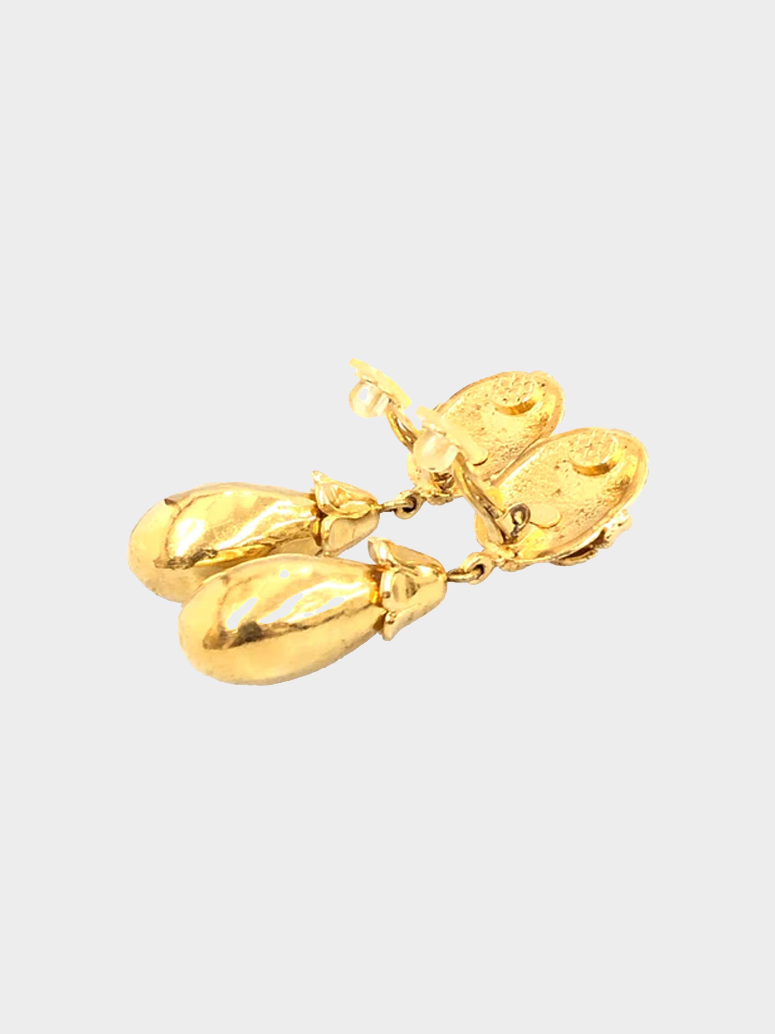Chanel Fall 1997 Gold Pendant Earrings