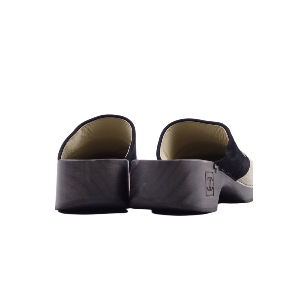 Chanel Sports Suede and Cloth Clogs · INTO