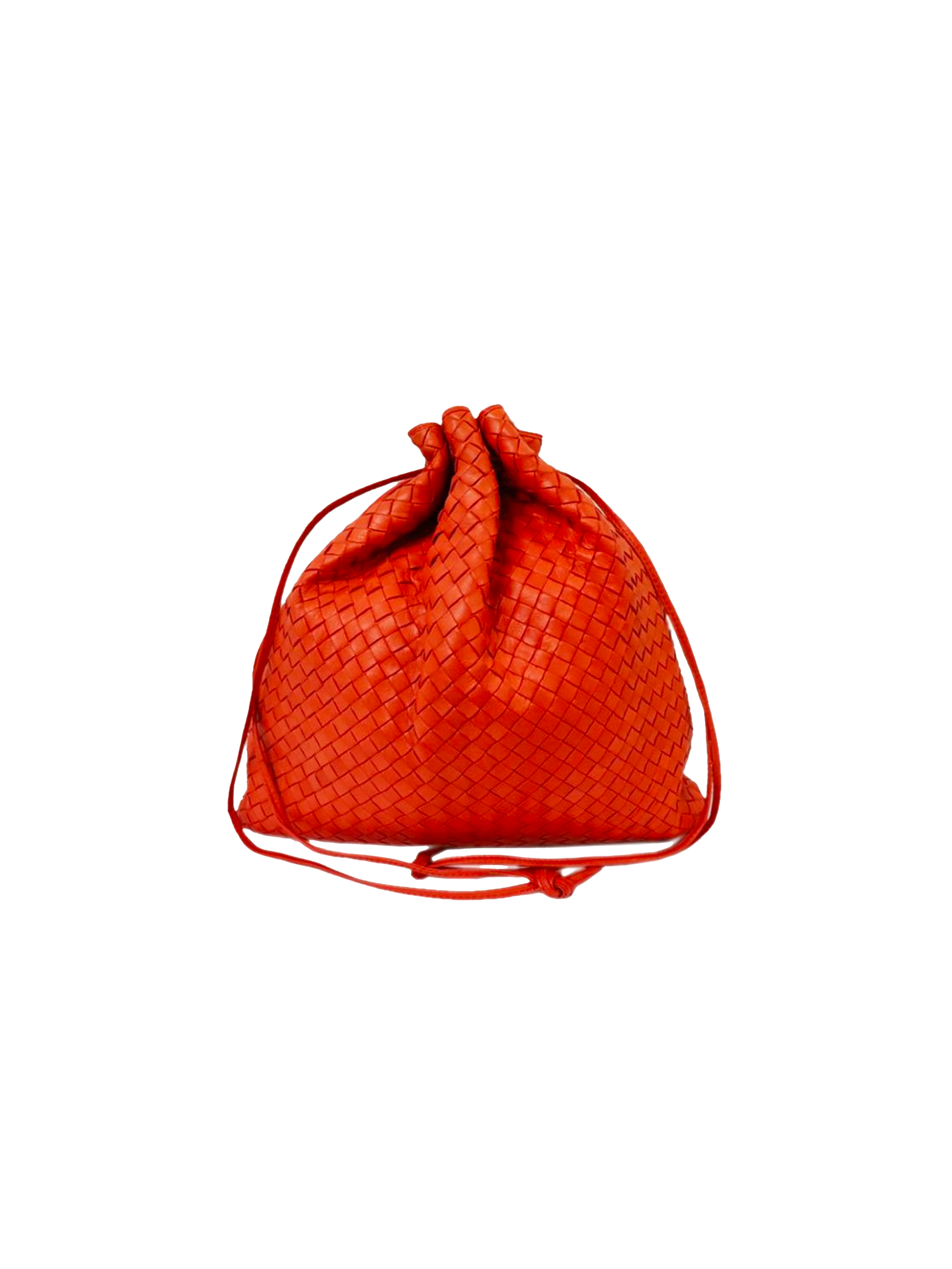 Bottega Veneta 2010s Intrecciato Red Leather Drawstring Bag