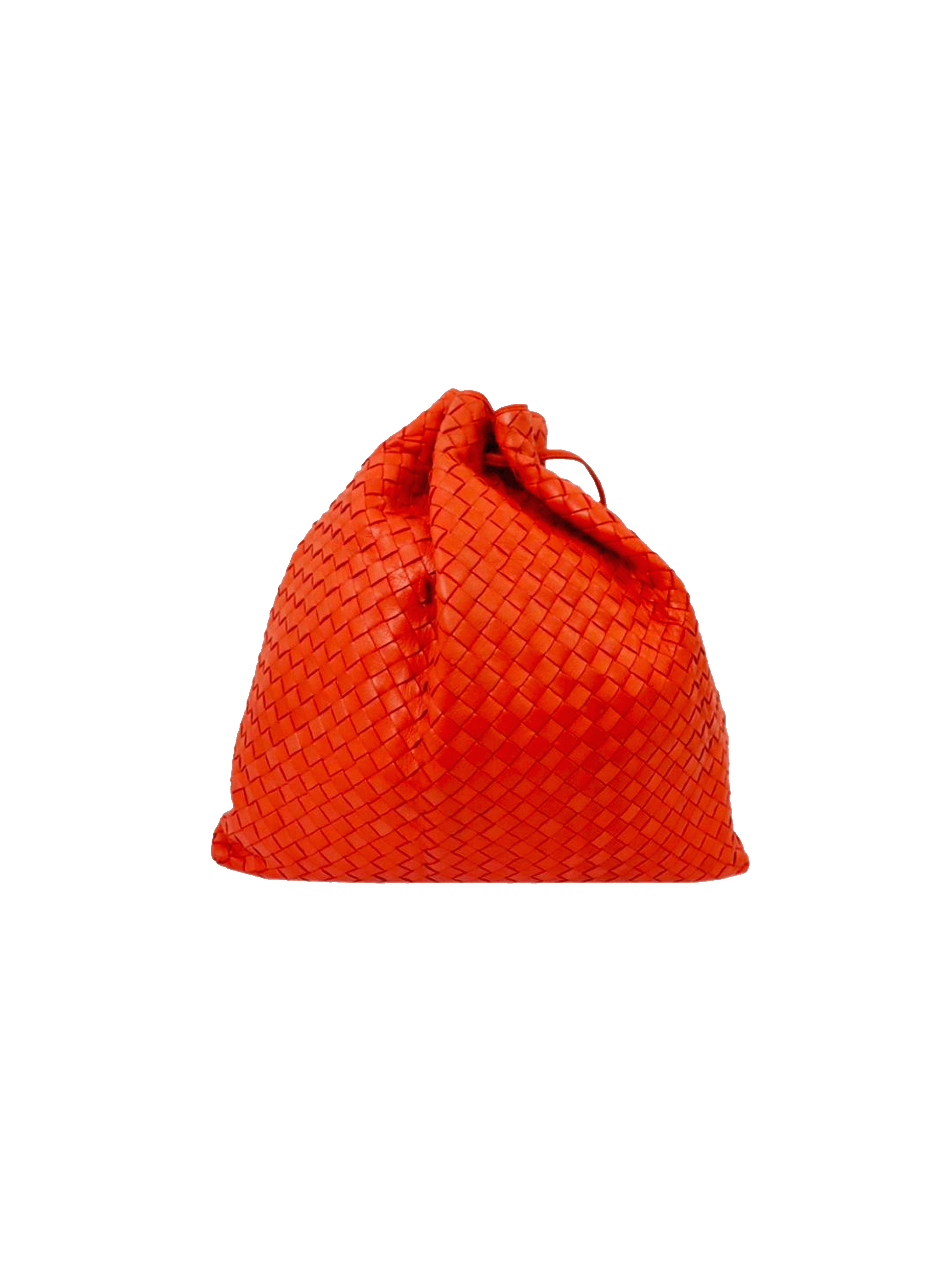 Bottega Veneta 2010s Intrecciato Red Leather Drawstring Bag