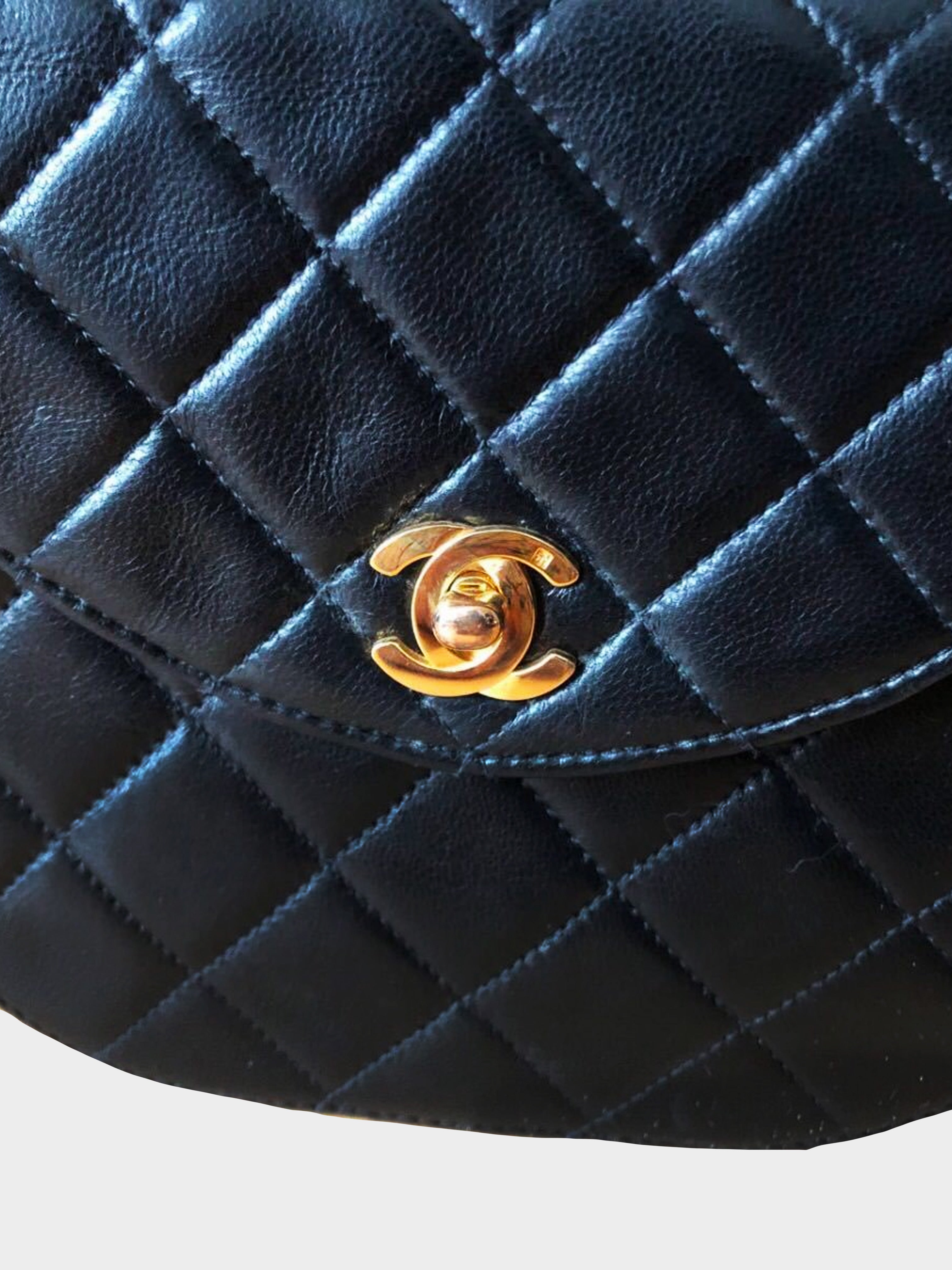 Chanel, Vintage, Half Moon Black Quilted Leather Bag