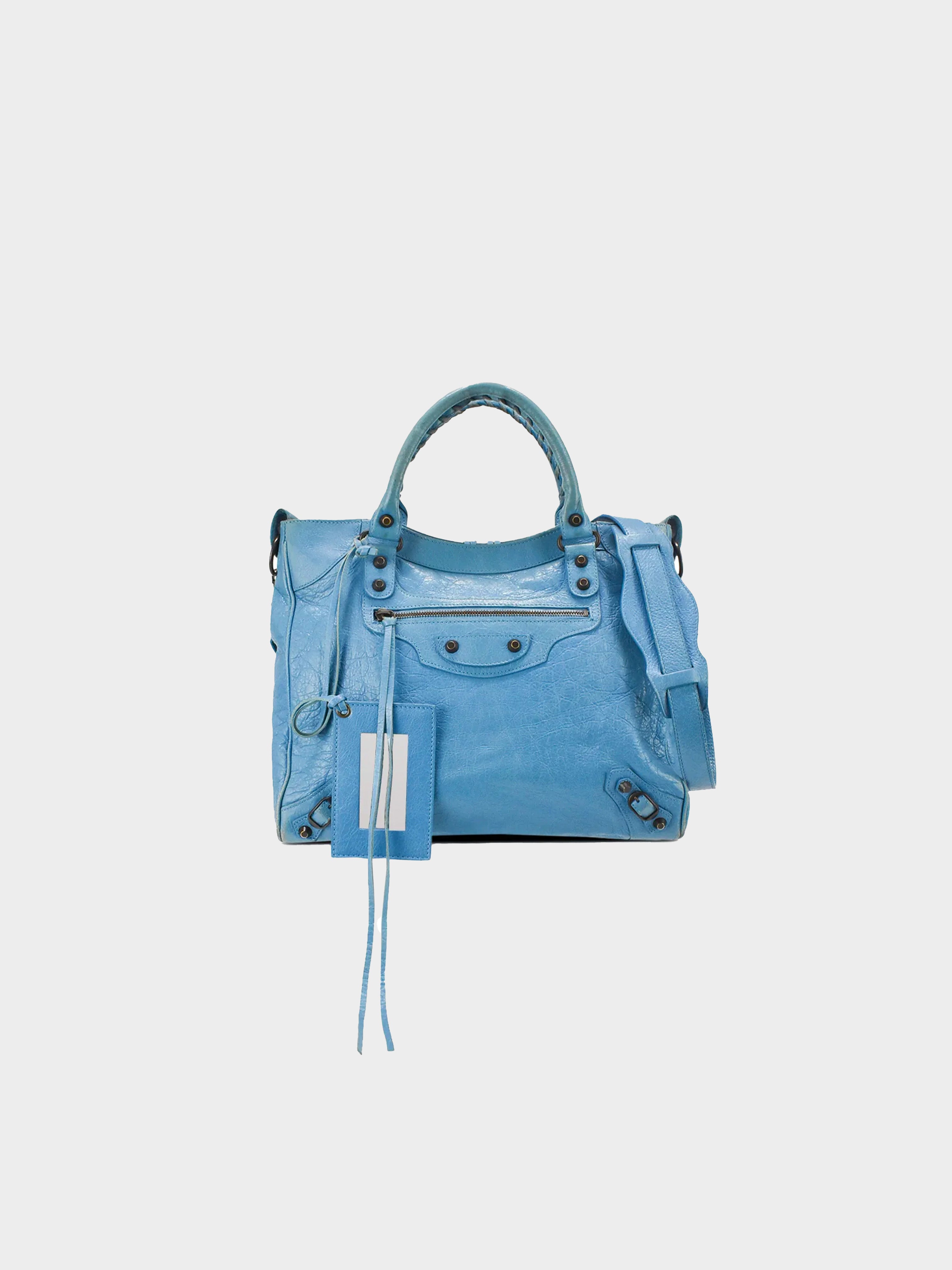 Crush Medium Denim Shoulder Bag in Blue  Balenciaga  Mytheresa