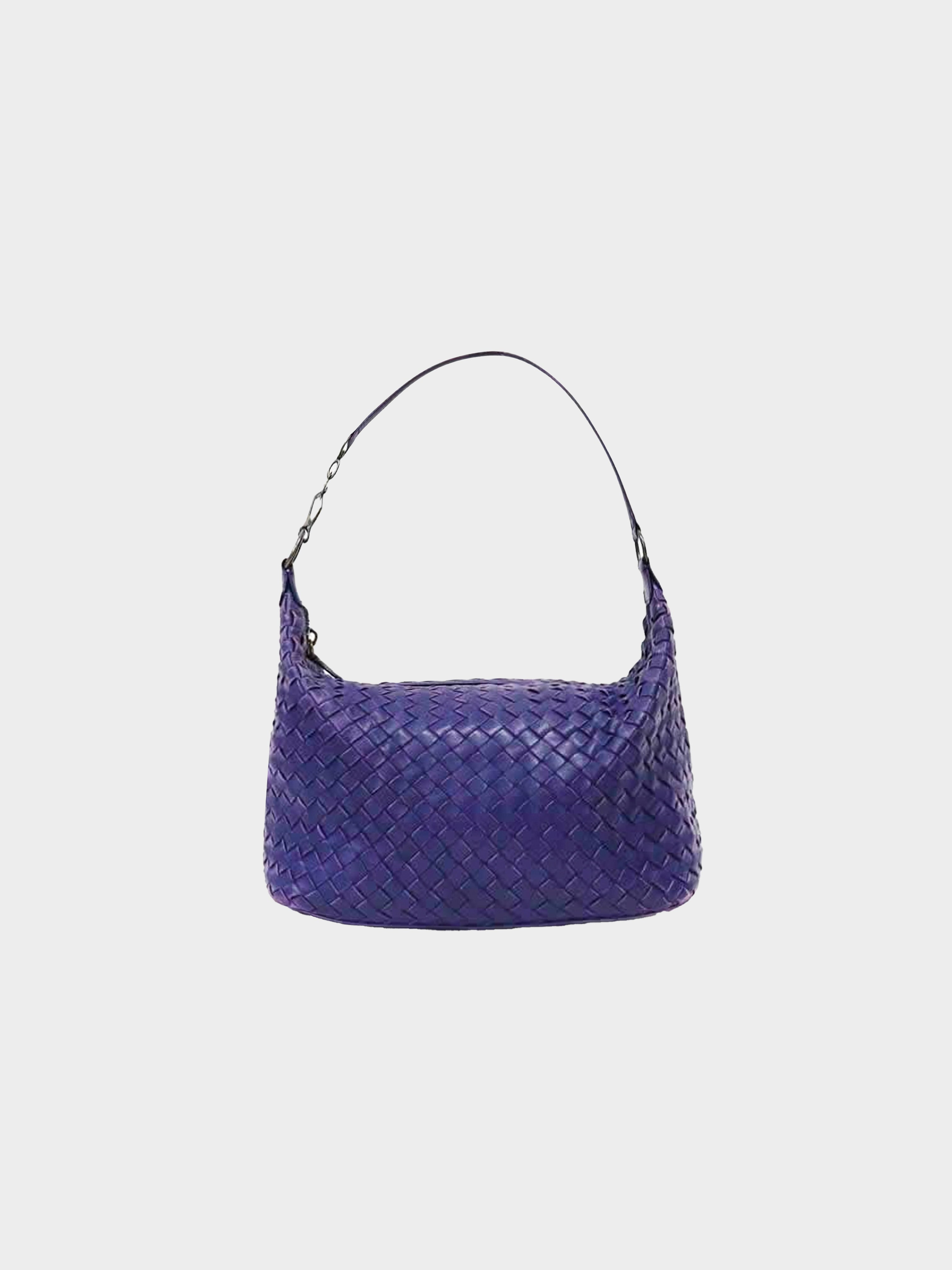 Purple Bottega Veneta Intrecciato Leather Crossbody Bag