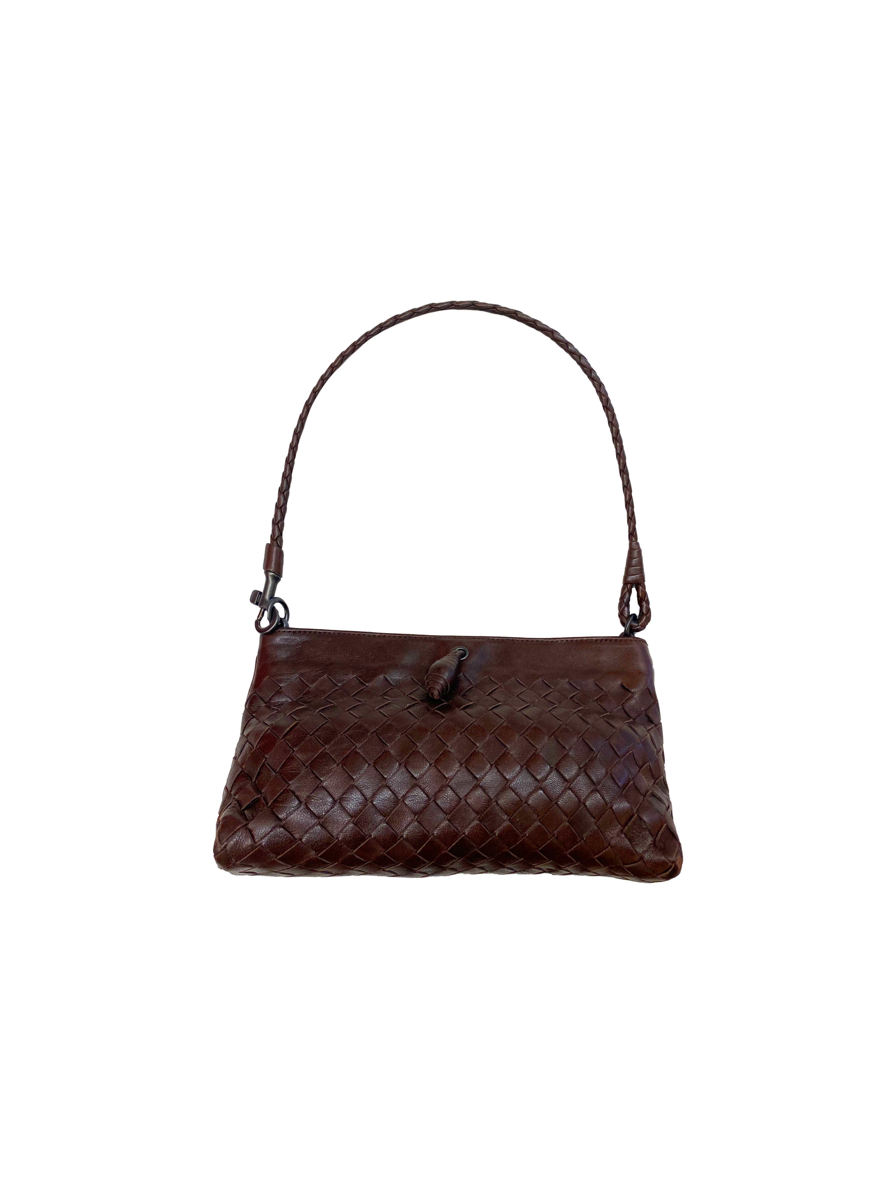 Bottega Veneta Brown Intrecciato Nappa Leather Messenger Bag