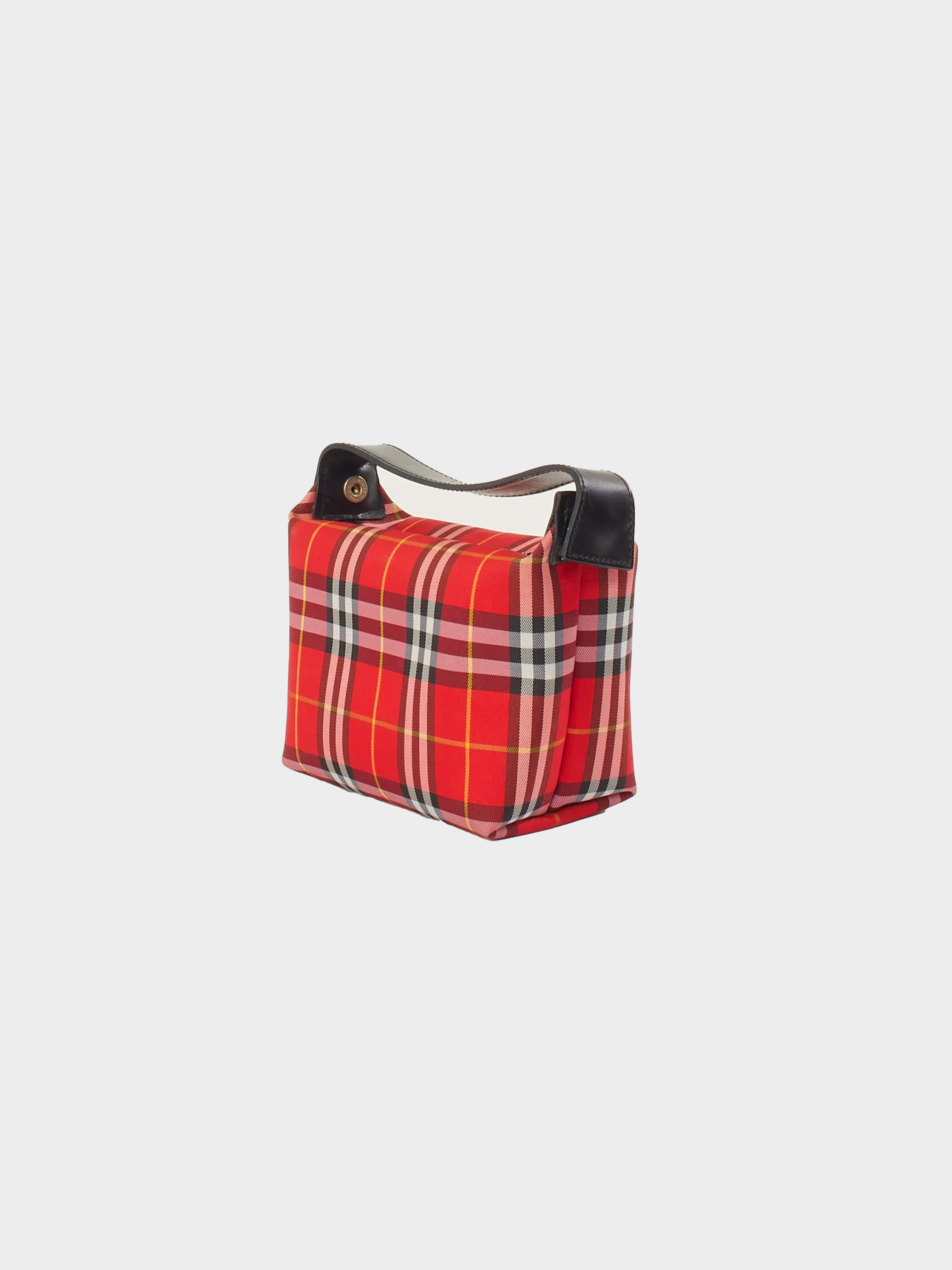 Burberry Red Plaid Canvas Handbag