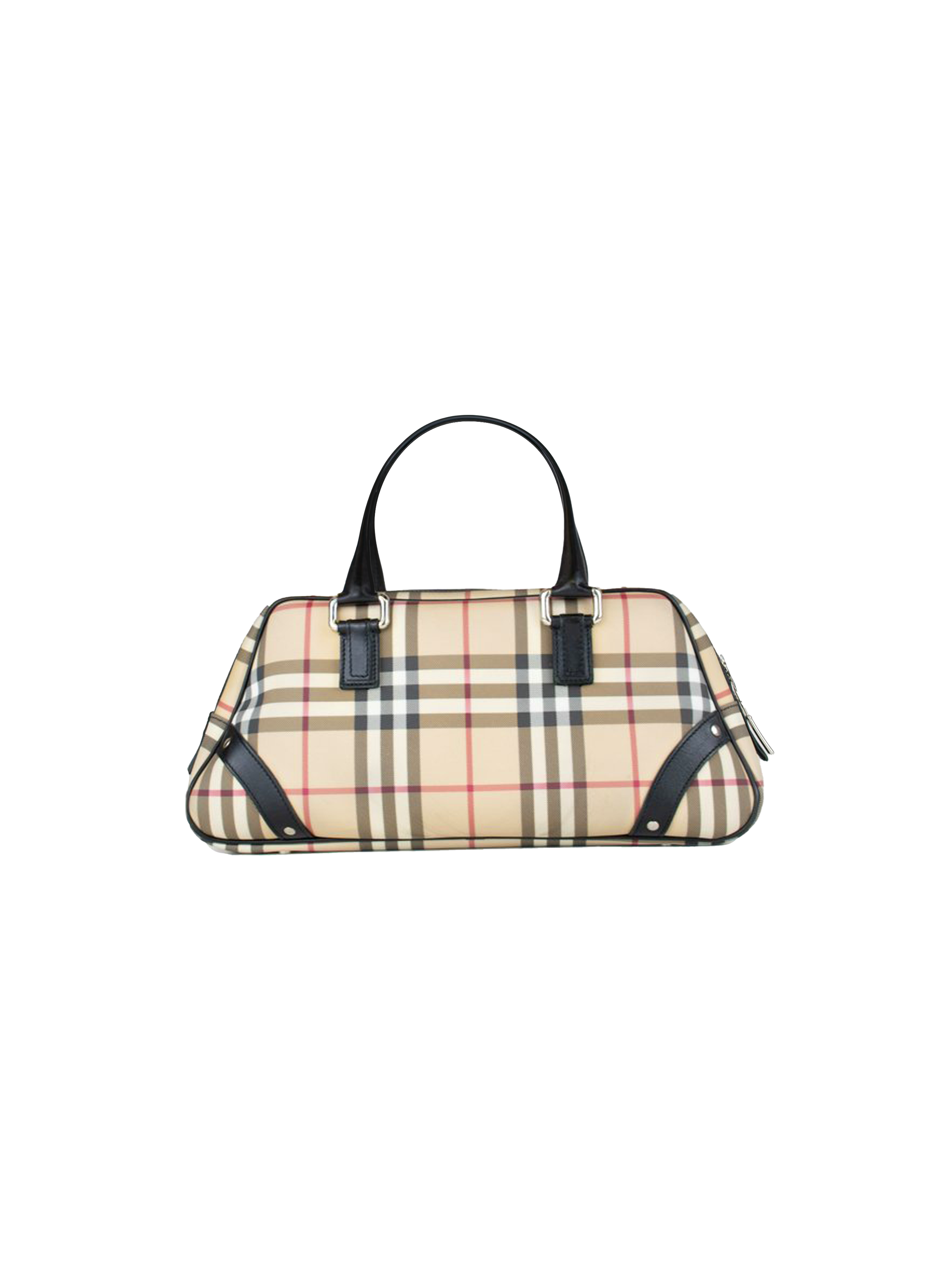 $830 Burberry Small Retro Y2K 00'S Check Canvas / Leather Pouch Tote Bag  Nova