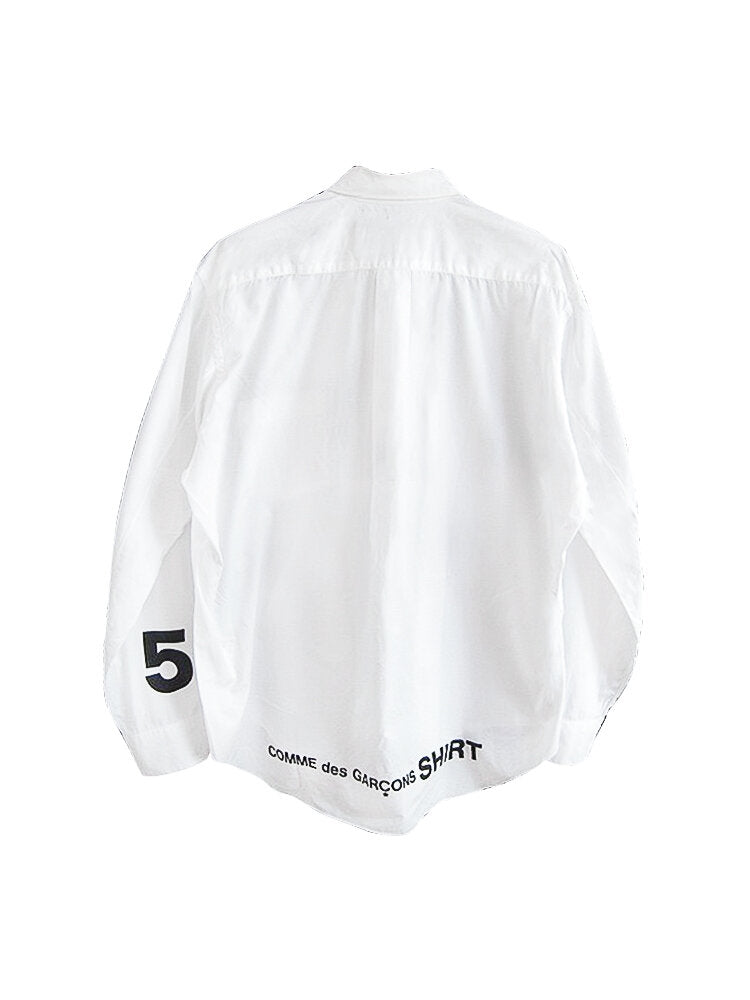 Comme Des Garçons White Button Up Logo Shirt