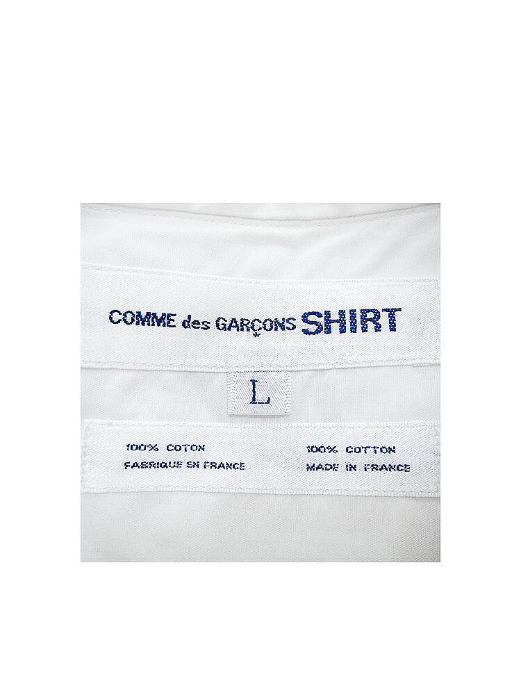 Comme Des Garçons White Button Up Logo Shirt