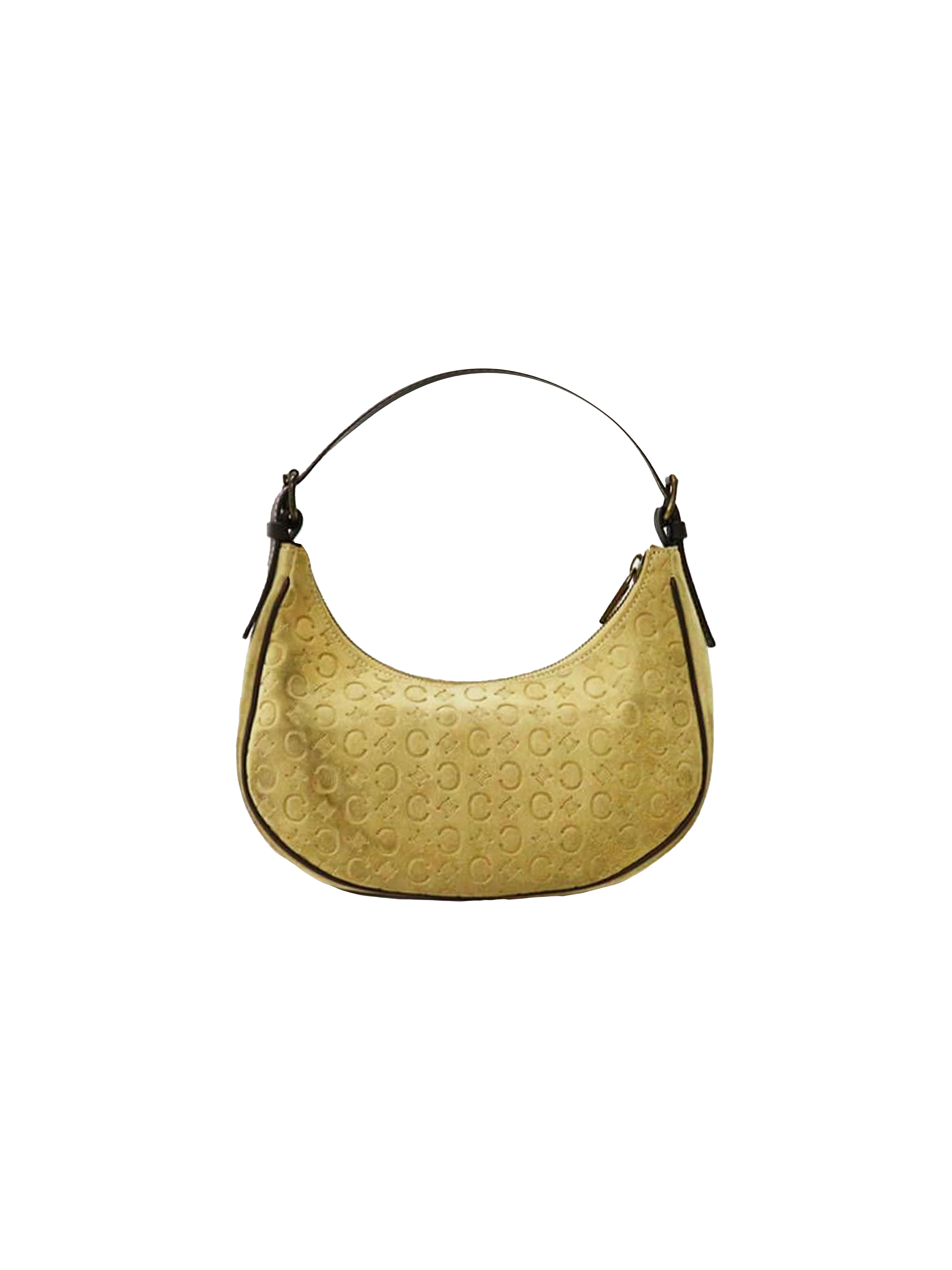 Celine 2000s Olive Green Suede Macadam Hobo Bag