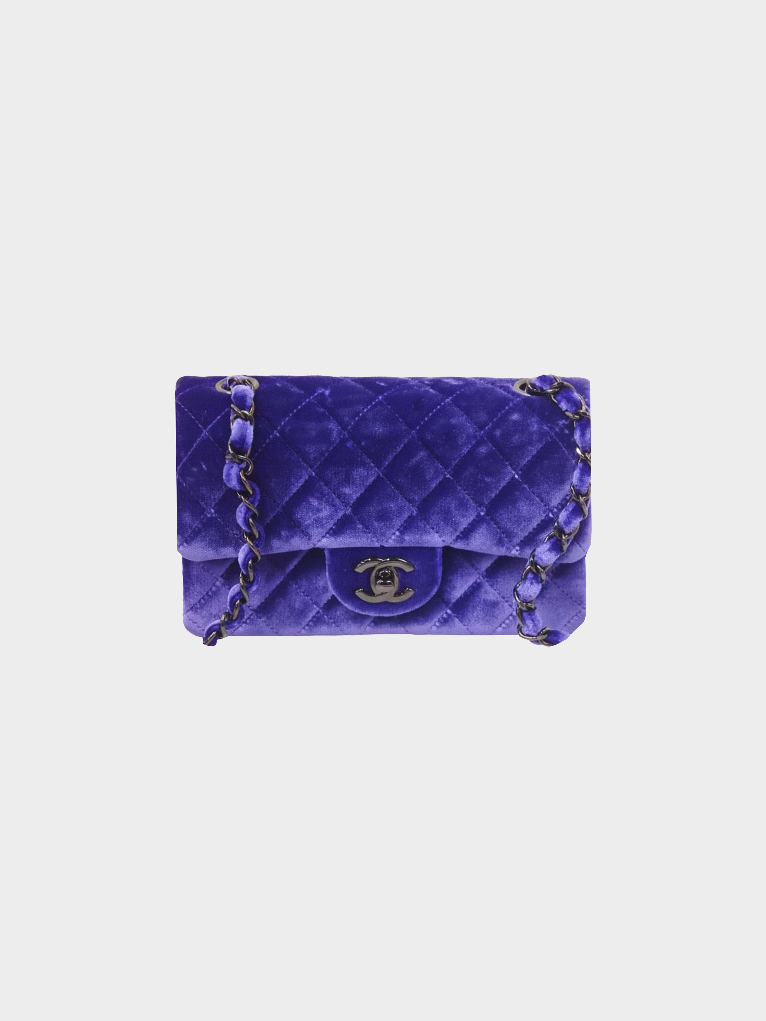 Chanel 2014 Purple Velvet Mini Flap Bag