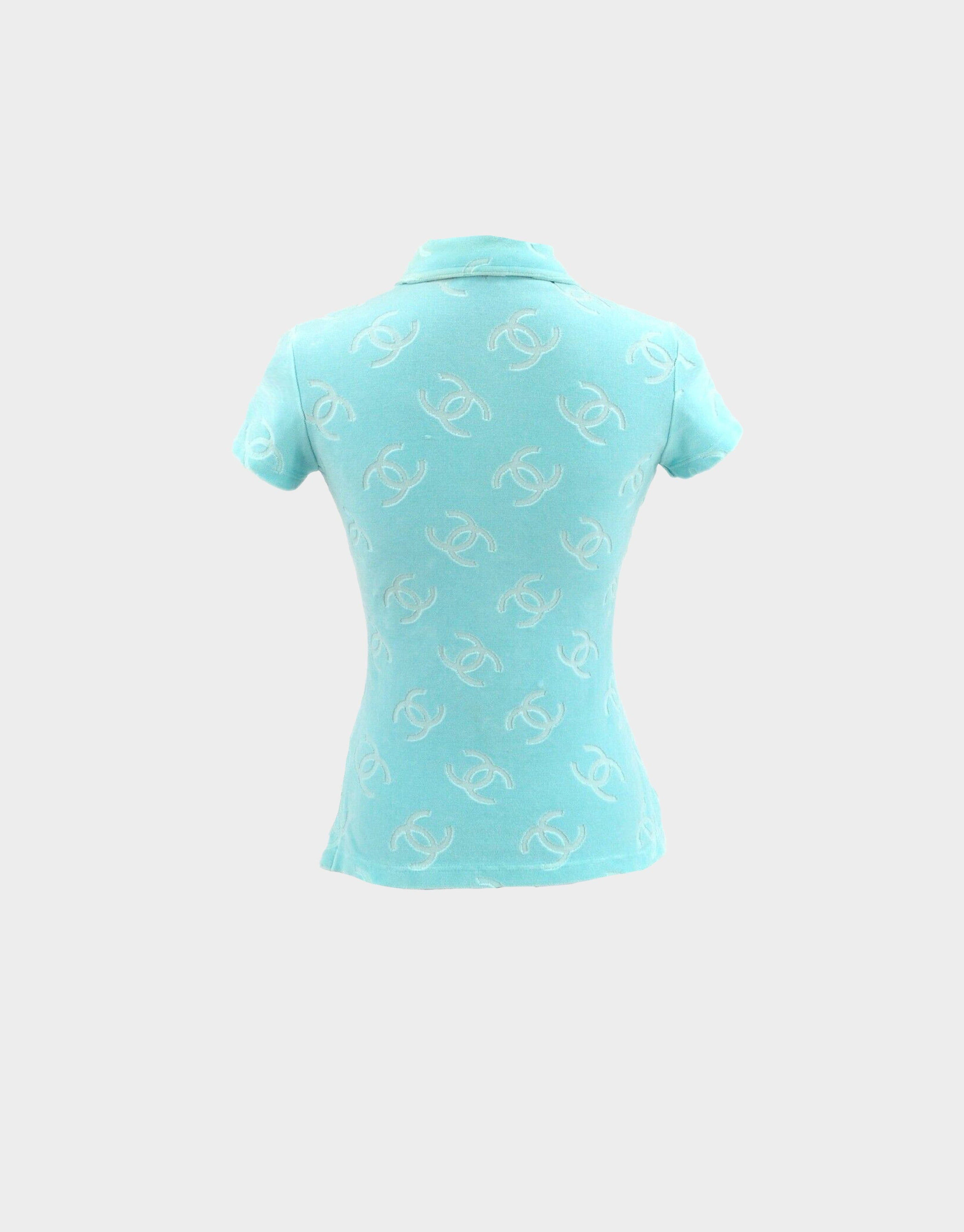 Chanel SS96 Velour Baby Blue Monogram Dress · INTO