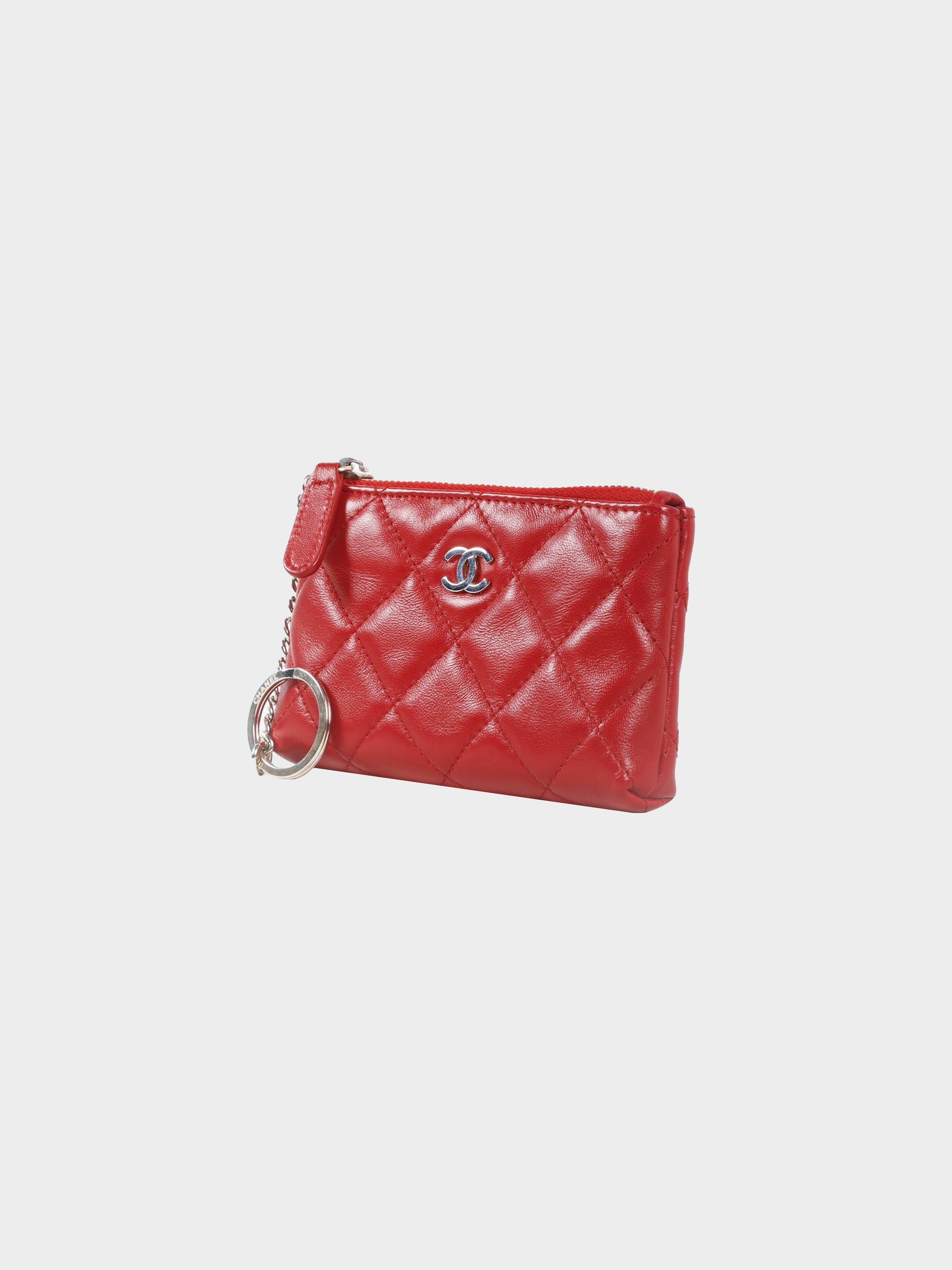 Chanel Pre-owned 1992 CC Stitch Key Pouch - Red
