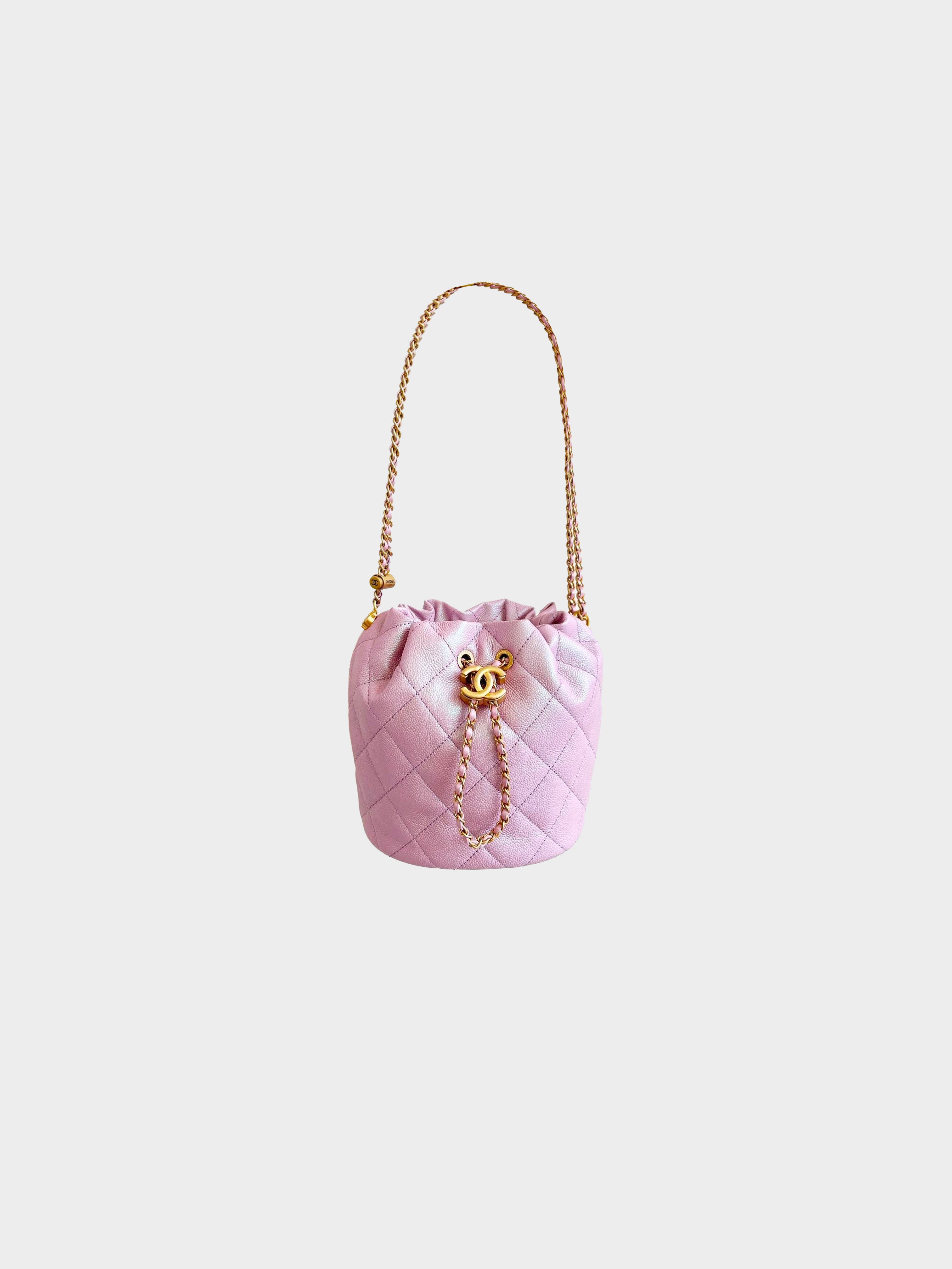 Chanel 2021 My Perfect CC Pink Iridescent Bucket Bag