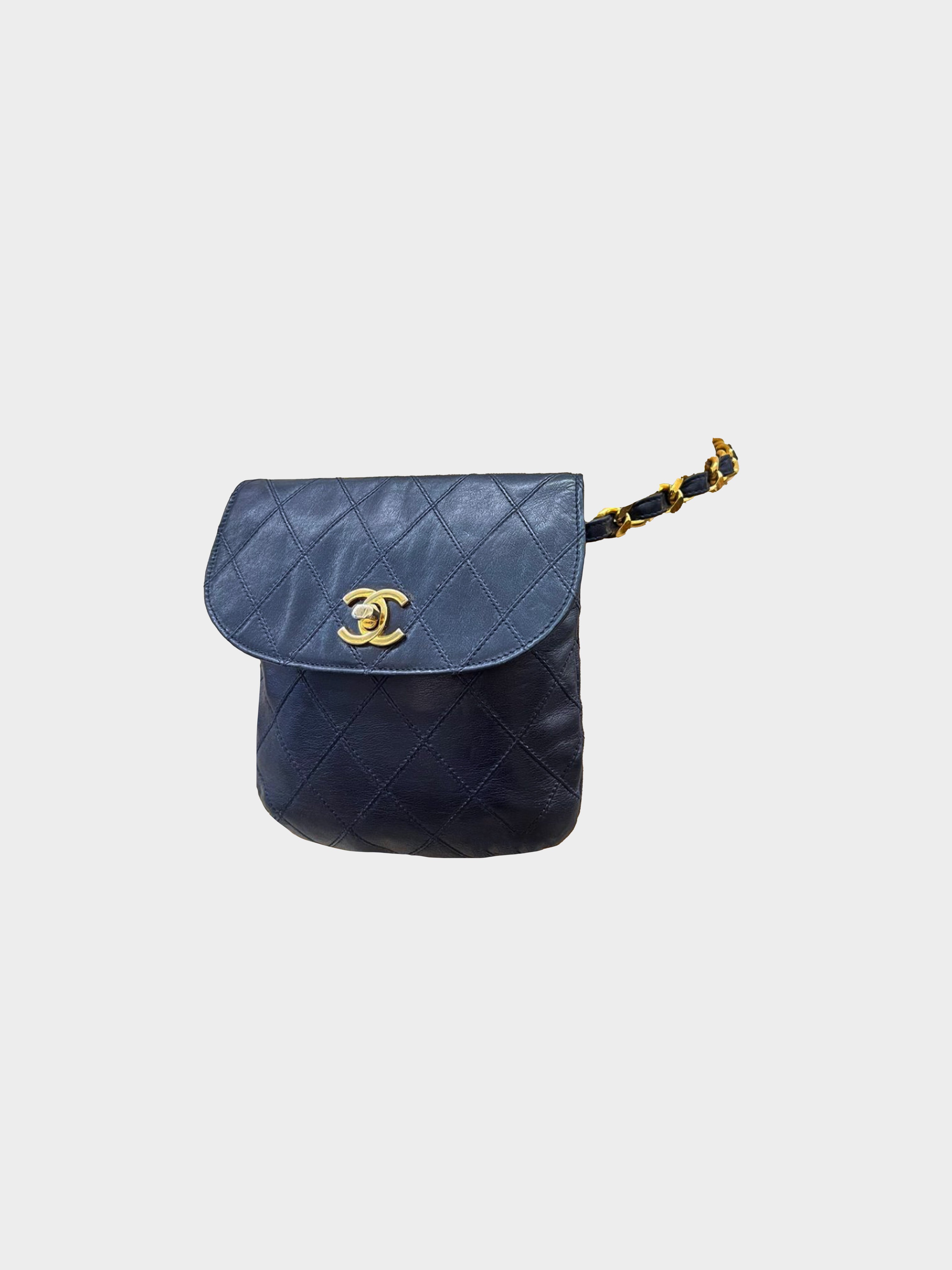 Chanel 1980s Navy Blue Belt Bag