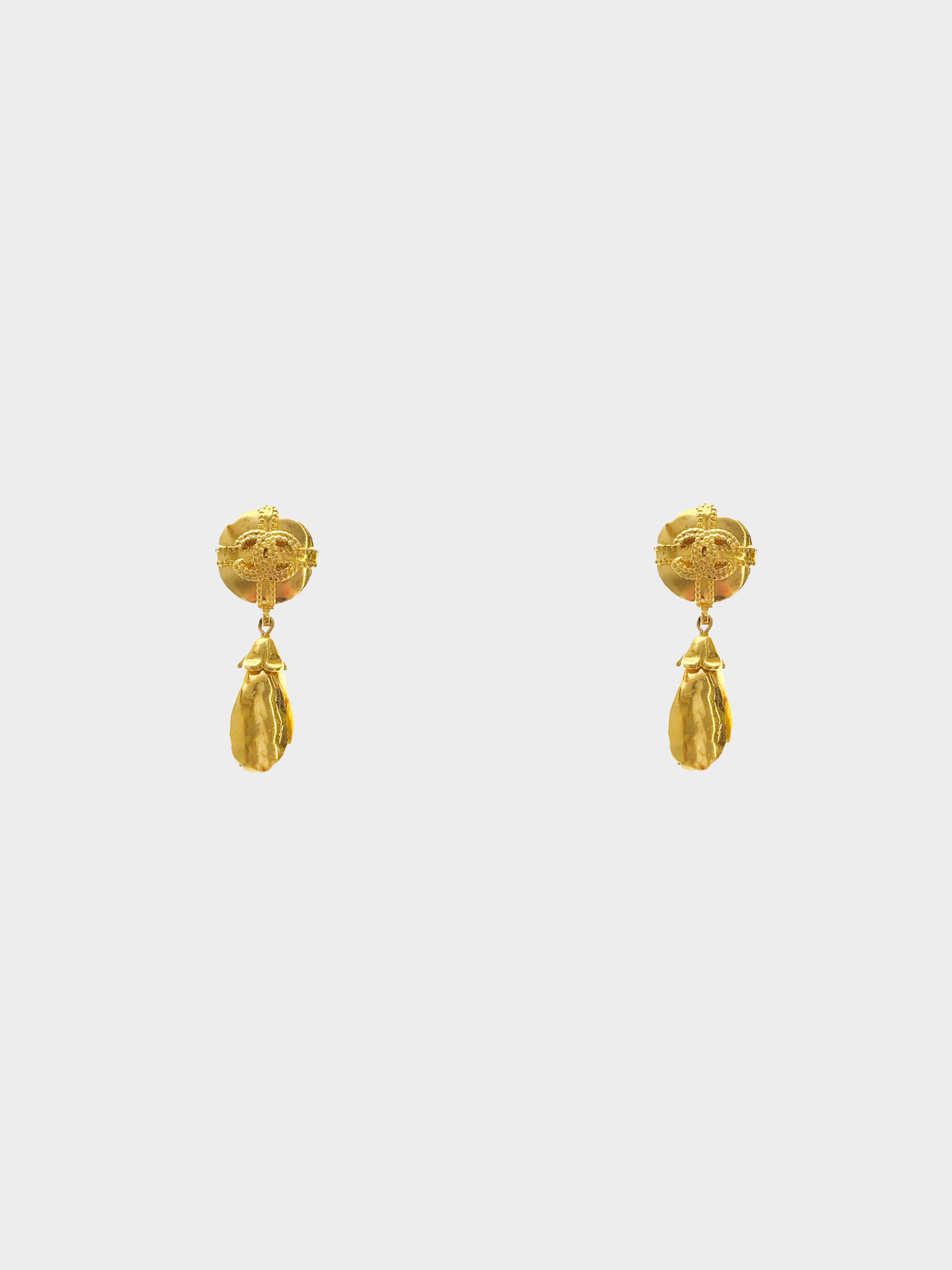 Chanel Fall 1997 Gold Pendant Earrings