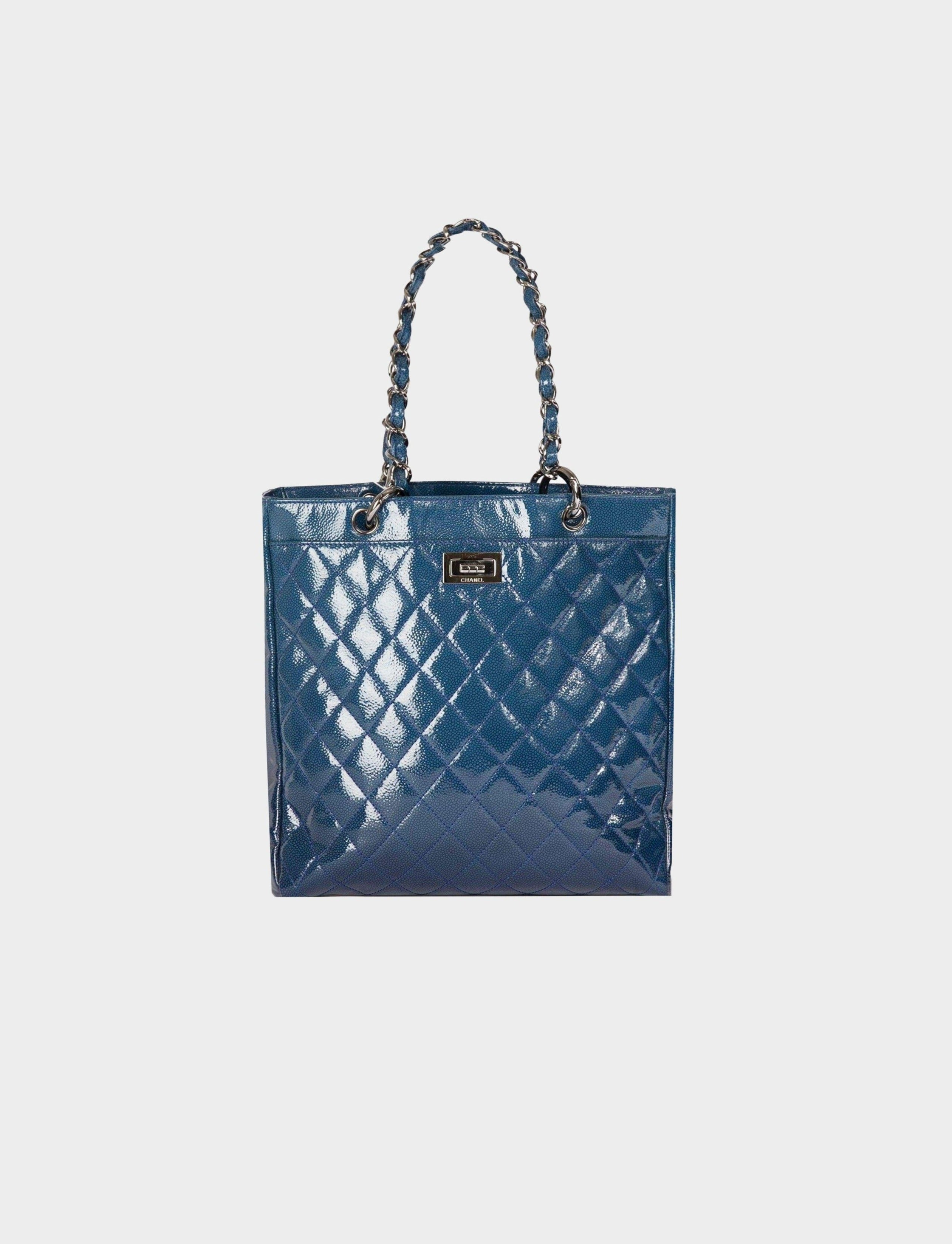 Chanel 2005 Blue Diamond Shine Reissue Tote