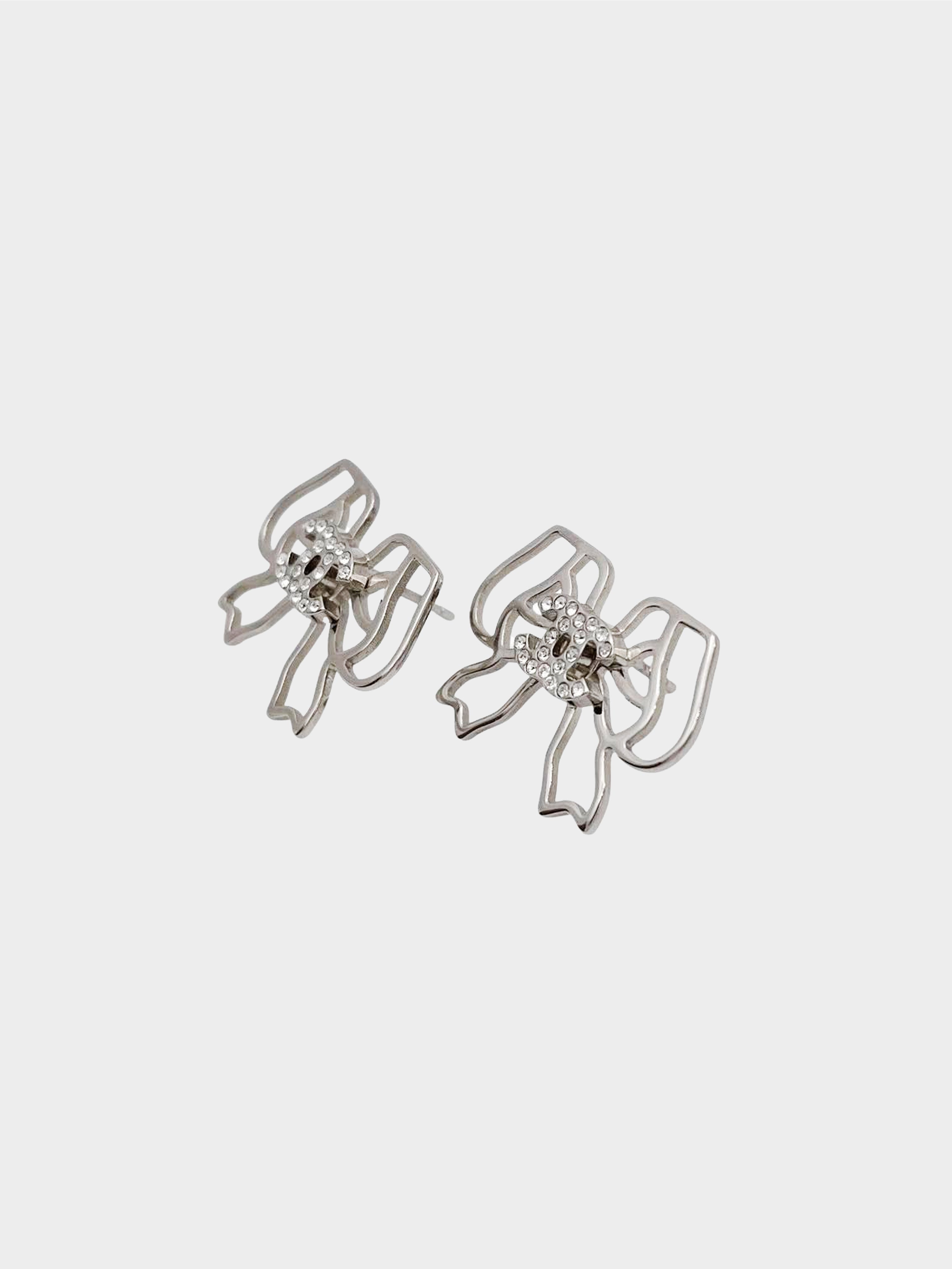 Chanel Spring 2018 Logo Bow Earrings
