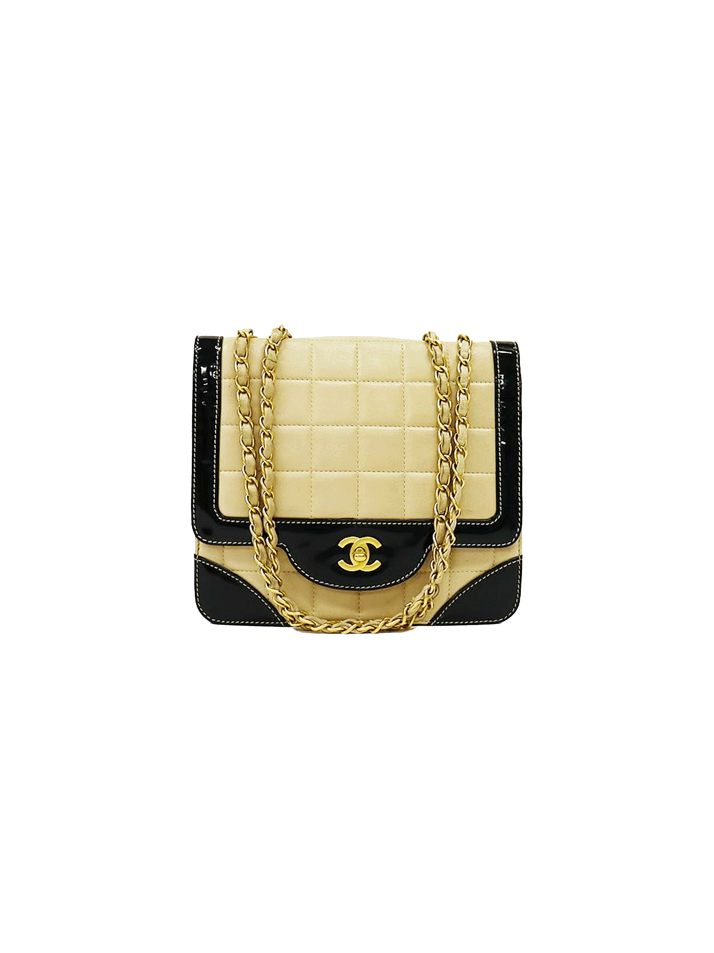 Chanel Black and Cream CC Logo Caviar Leather Handbag